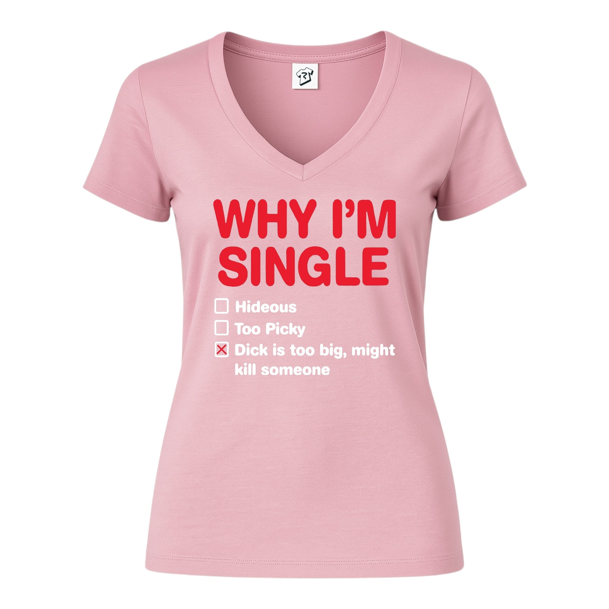 Tees Club v-neck t-shirt Why I'm Single - V-Neck Tee Black Size XS back view