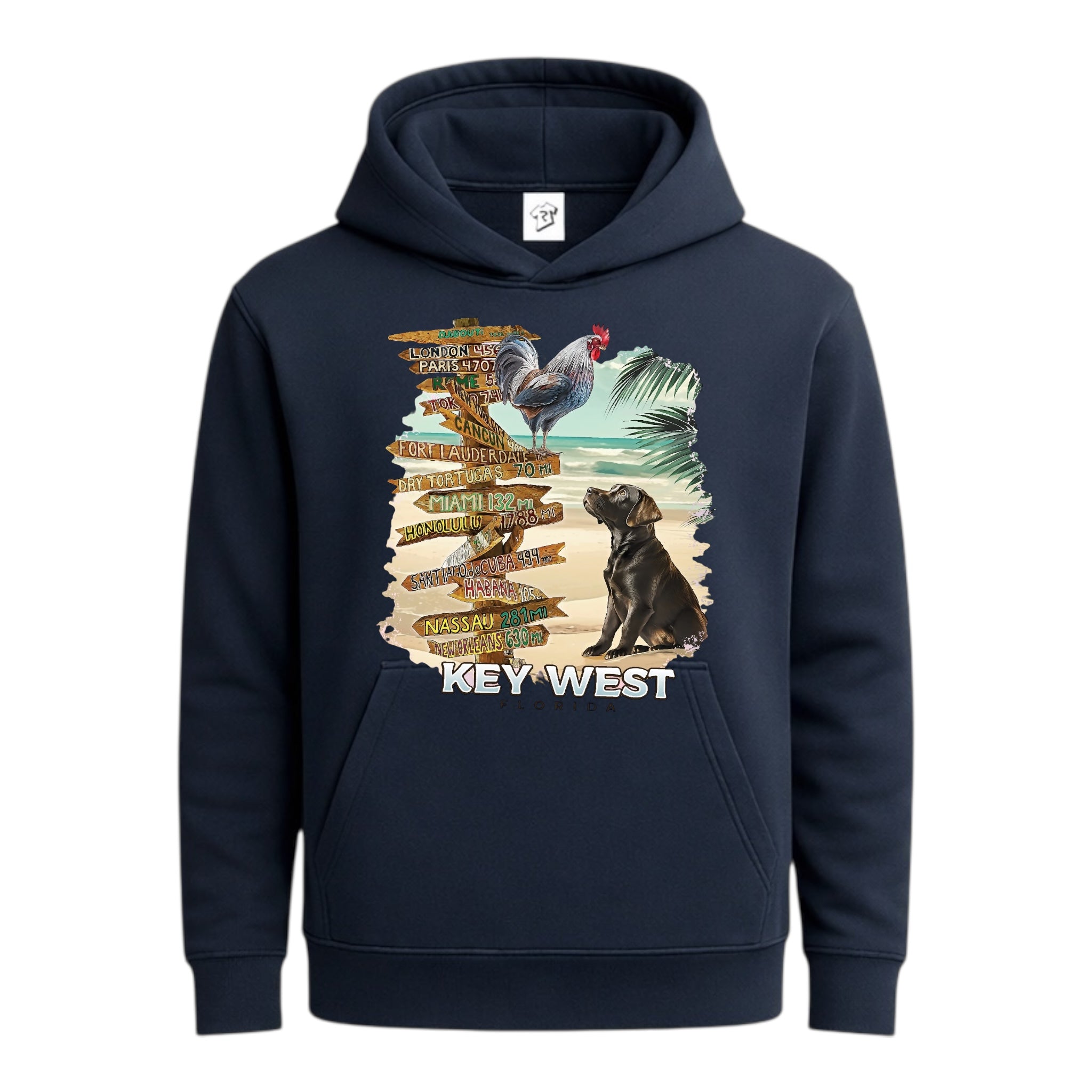 Tees Club streetwear hoodie Dog and Rooster KW - Hoodie Navy Size M detail