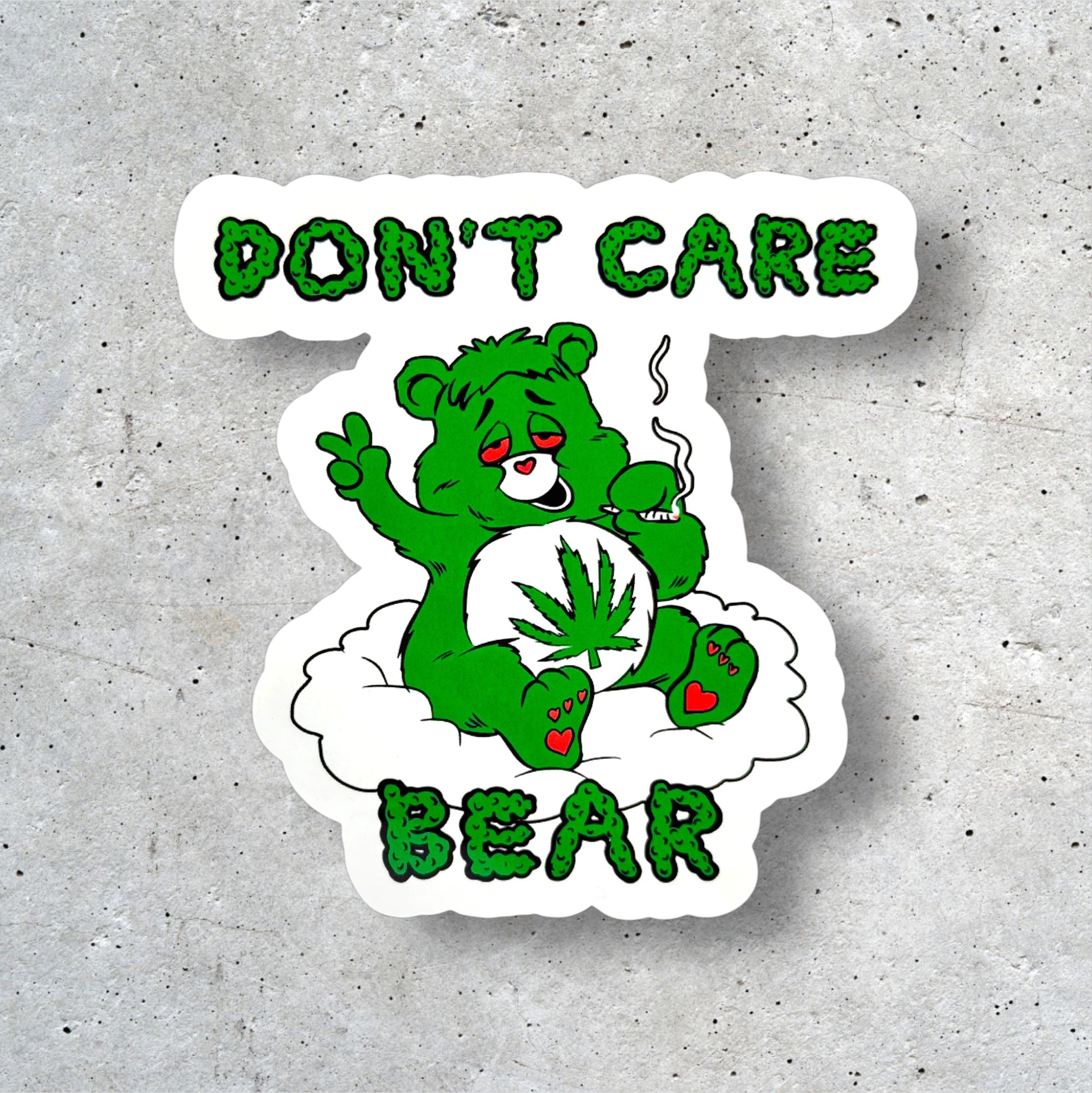 Tees Club vinyl sticker pack Don't Care Lazy Bear - Sticker (4" x 3") X3 pack detail