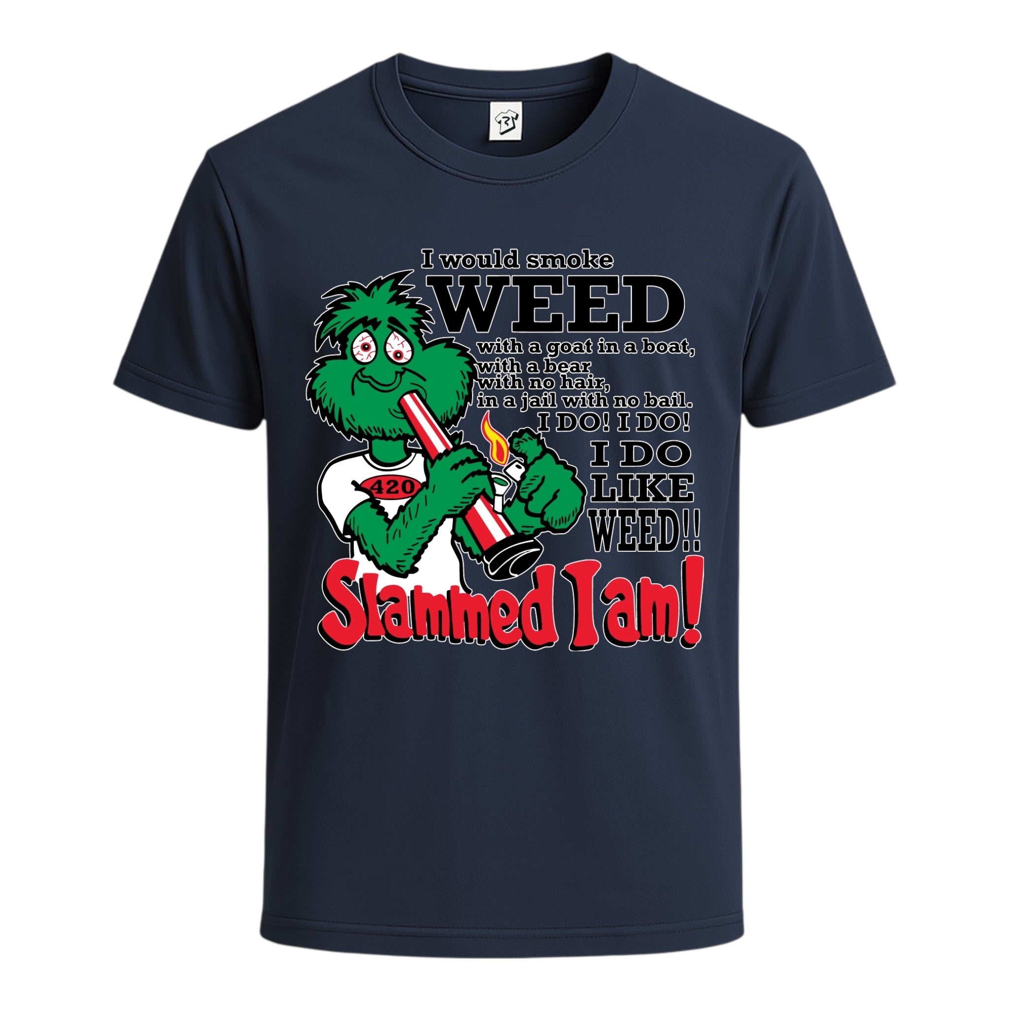 Tees Club graphic tee Slammed I Am Weed - Cotton Tee Navy Size L detail