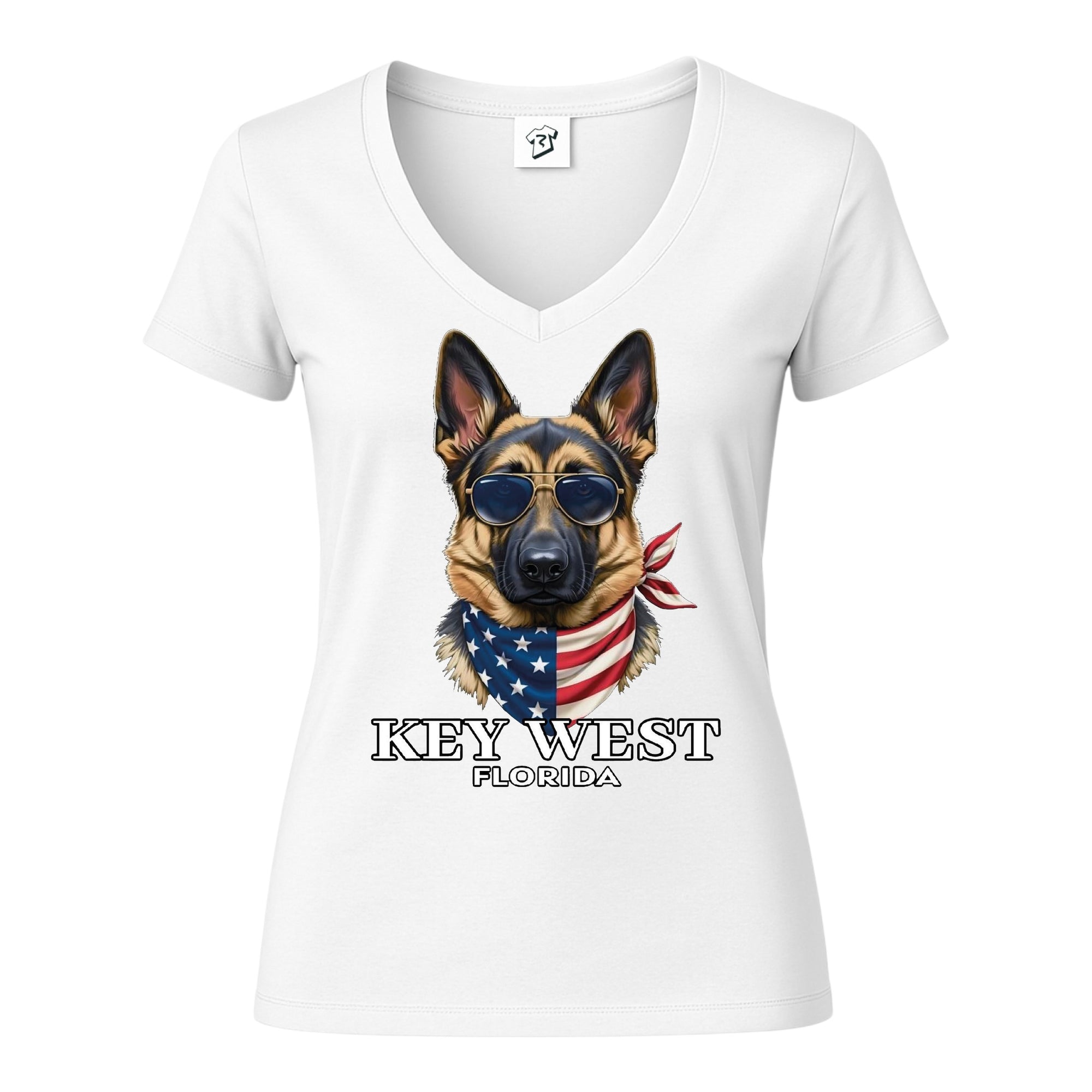 Tees Club v-neck t-shirt German Shepherd KW - V-Neck Tee Black Size XS front view