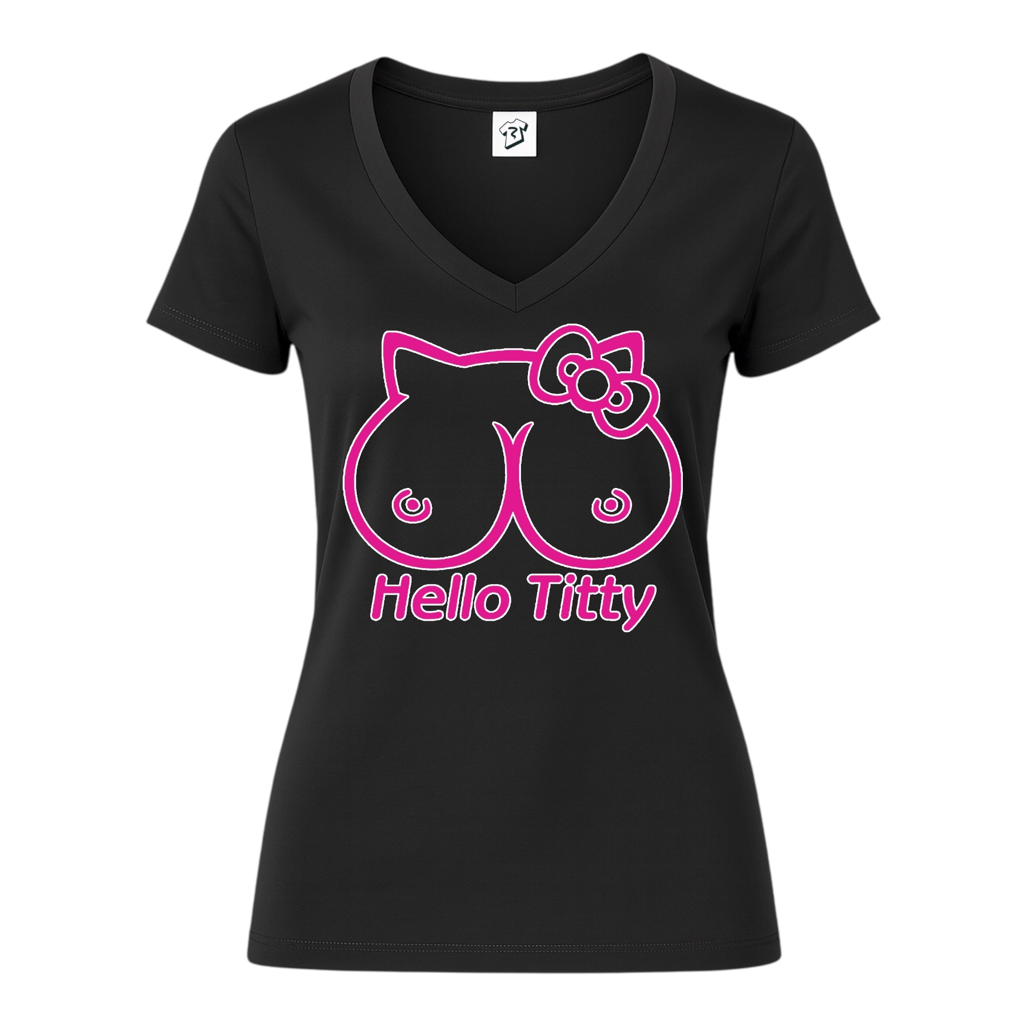 Tees Club v-neck t-shirt Hello Titty - V-Neck Tee Black Size M detail