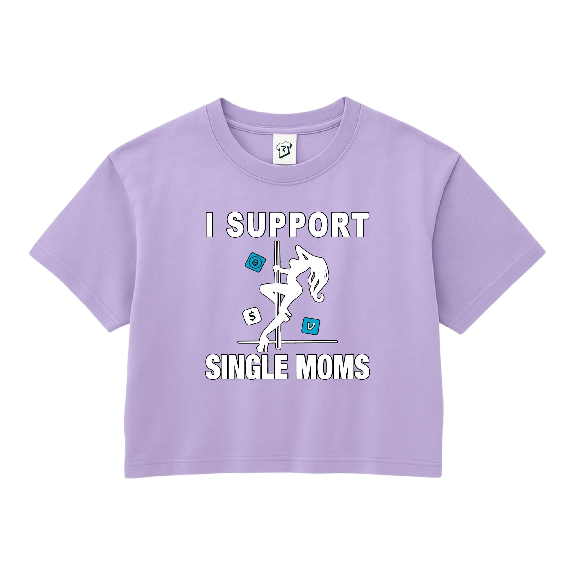 Tees Club crop top I Support Single Moms - Crop Top Black Size XS back view