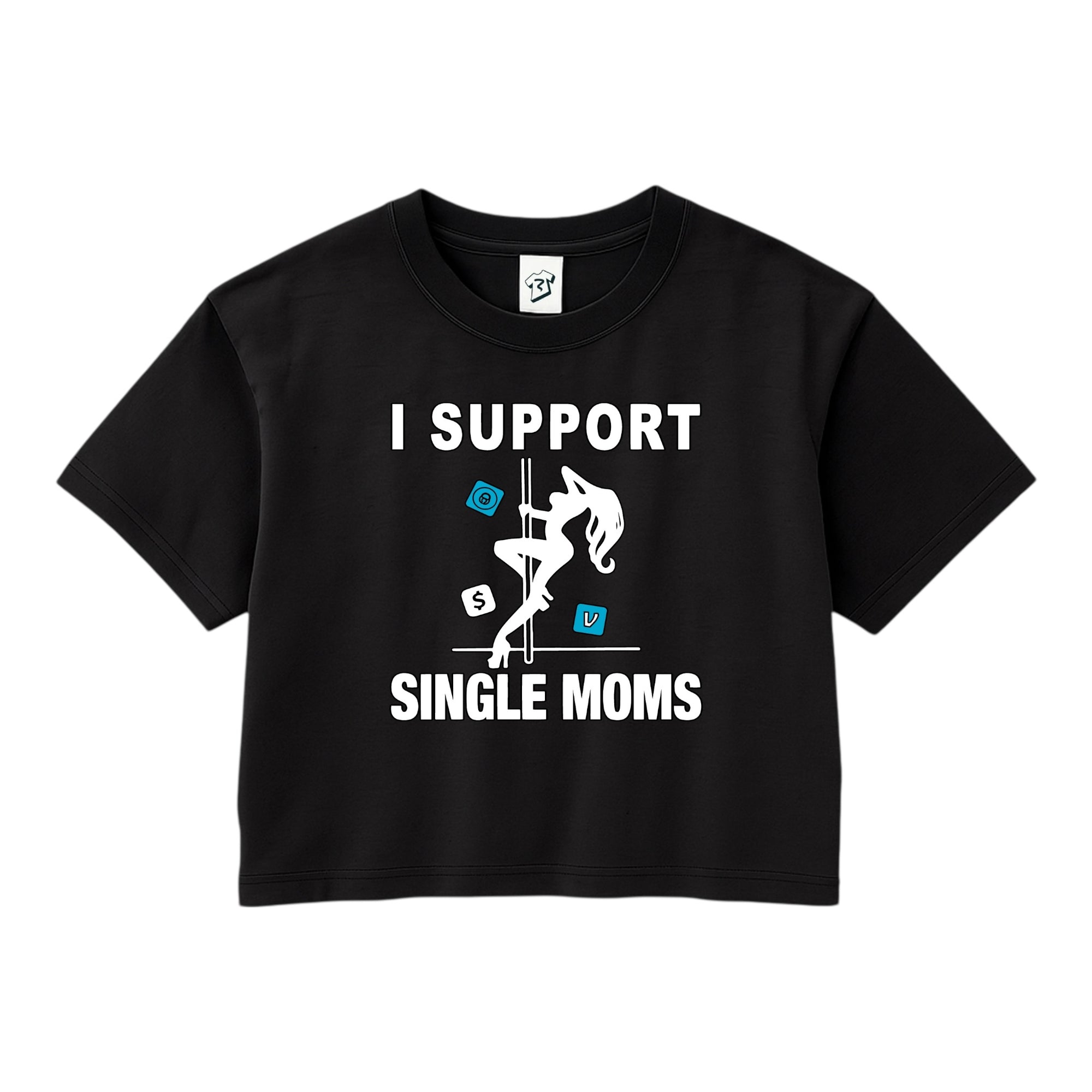Tees Club crop top I Support Single Moms - Crop Top Black Size XS front view