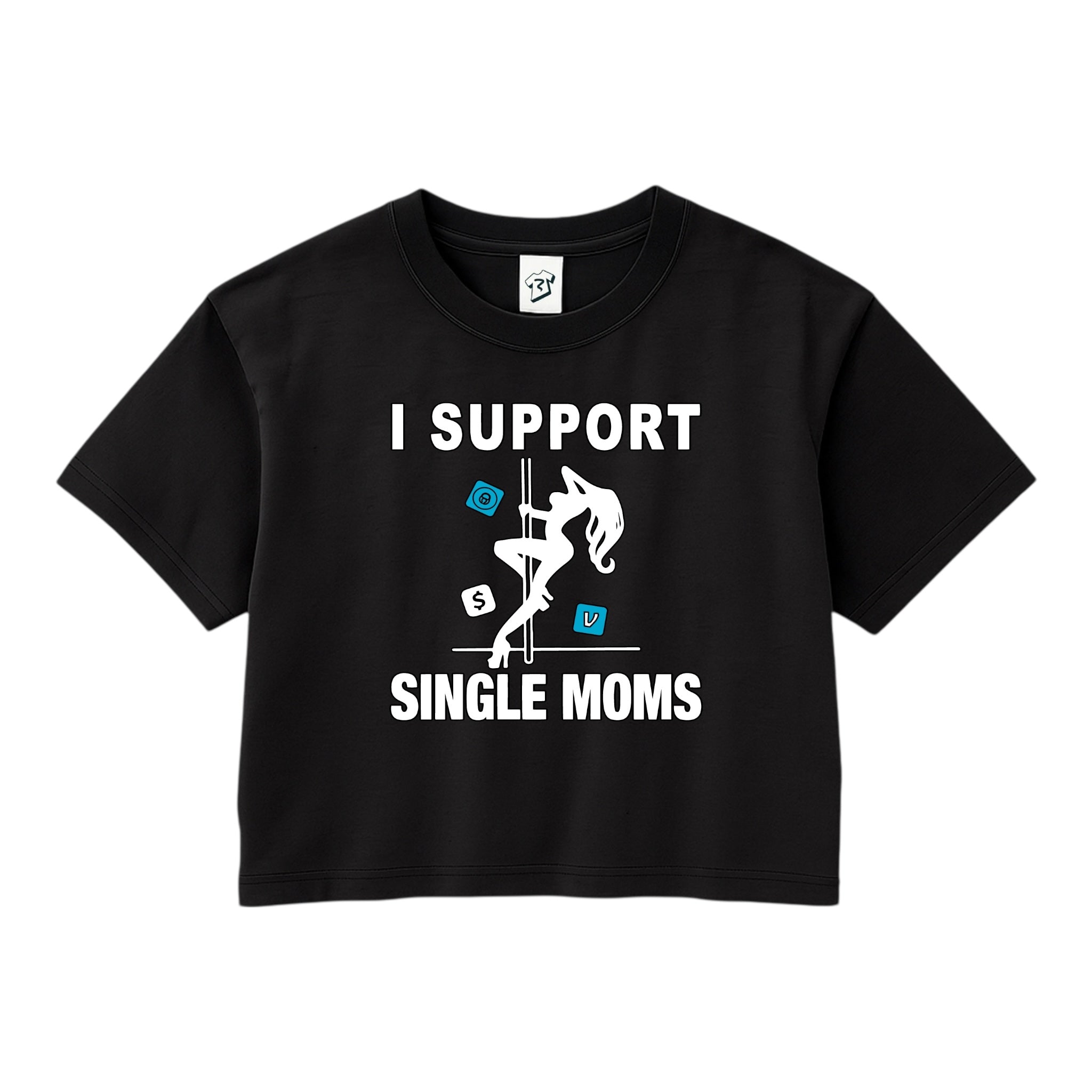 Tees Club crop top I Support Single Moms - Crop Top Black Size XS front view