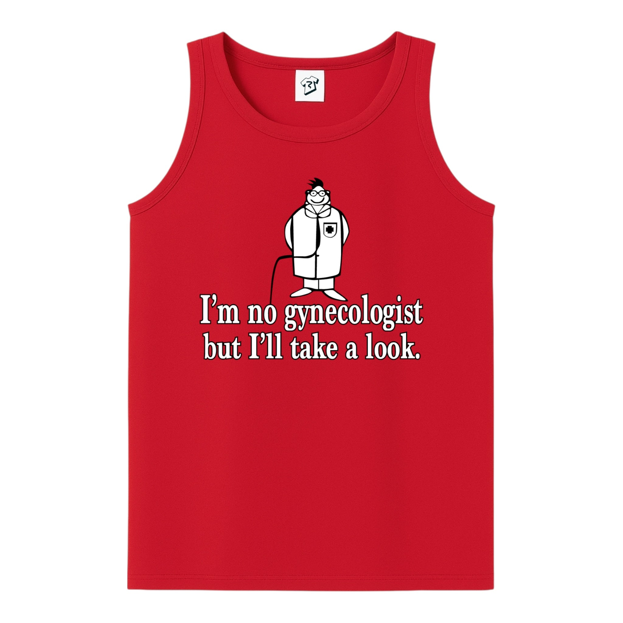 Tees Club tank top I'm No Gynecologist But I'll Take a Look - Tank Top Navy Size S back view