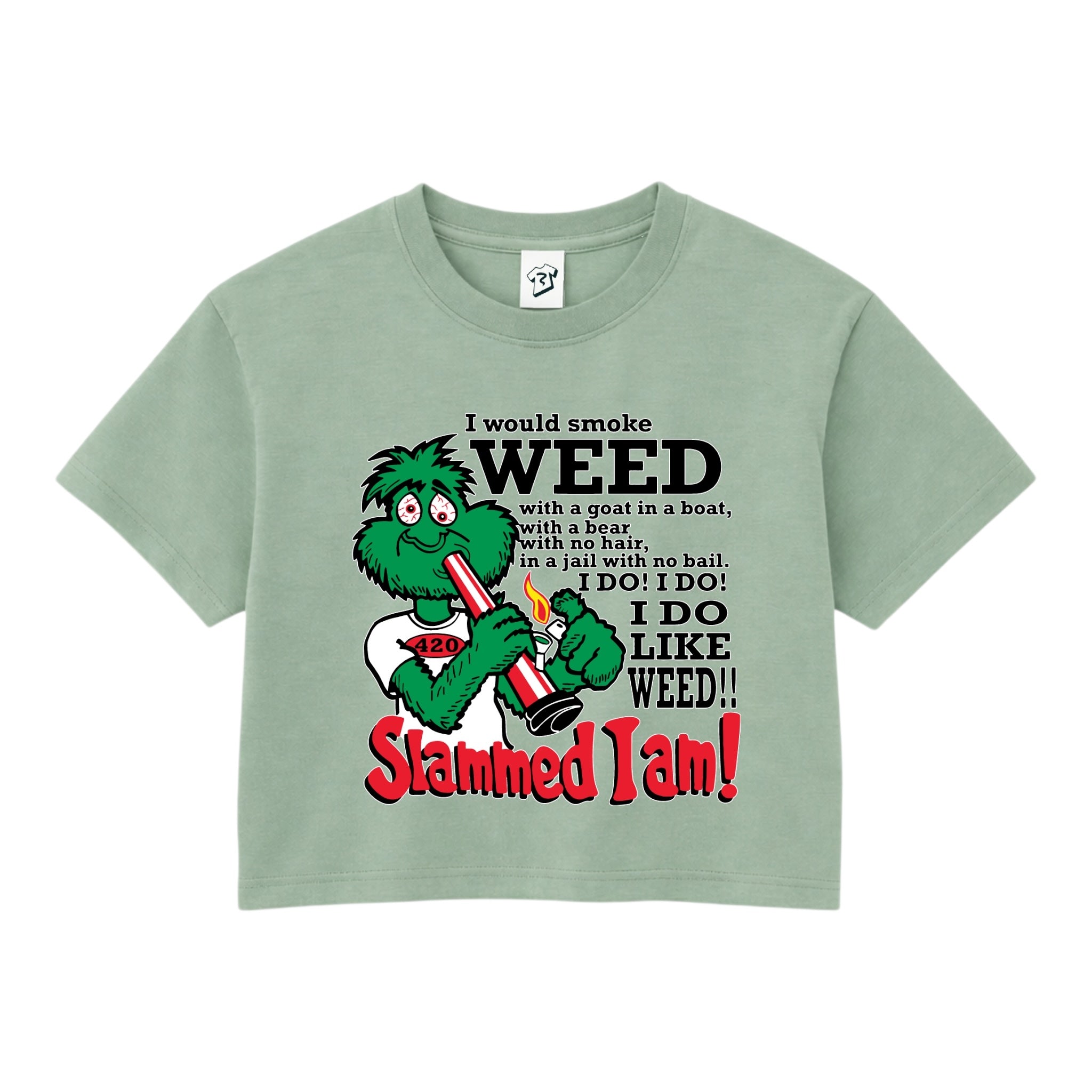 Tees Club crop top Slammed I Am Weed - Crop Top Black Size S detail