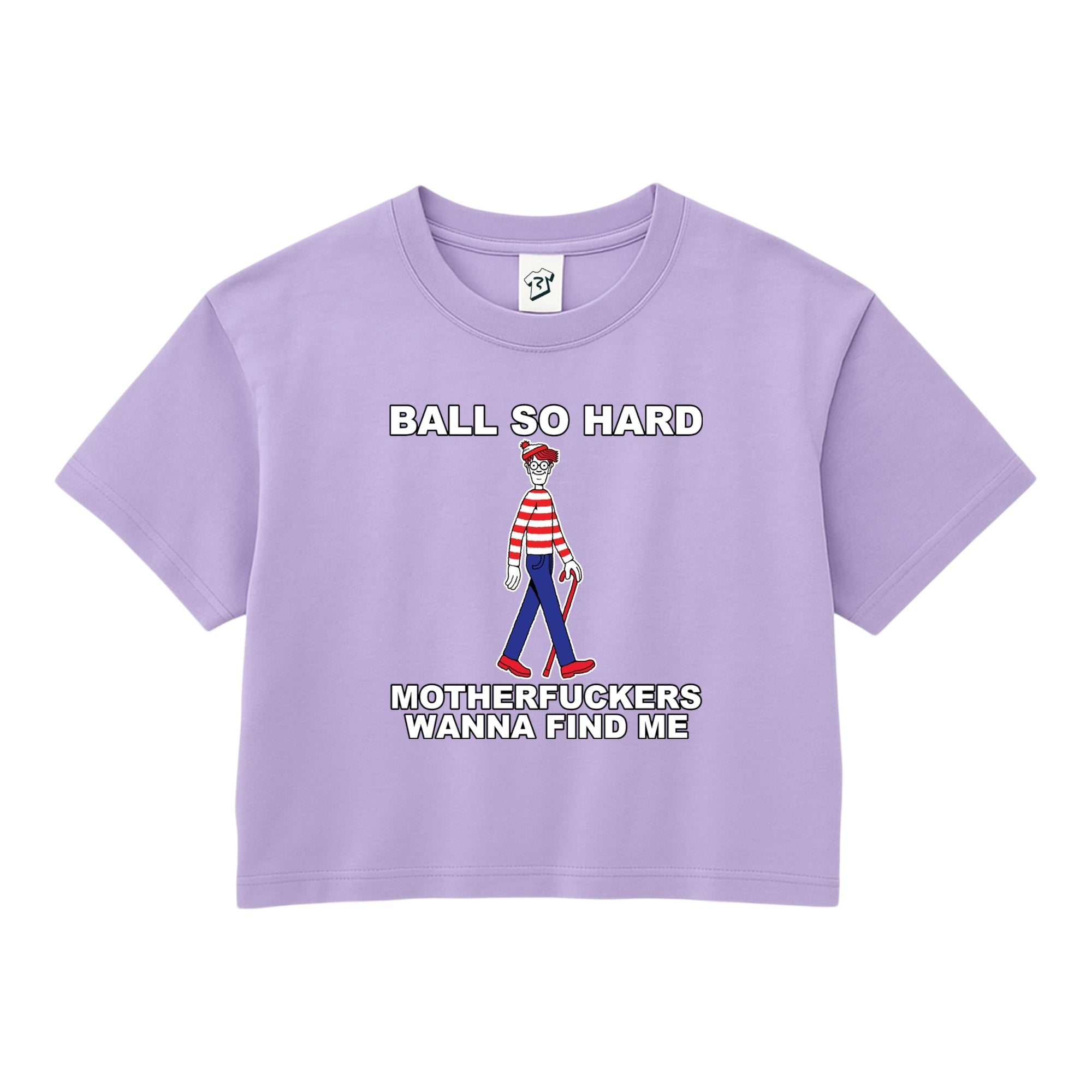 Tees Club crop top Ball So Hard Motherfuckers Wanna Find Me (Waldo) - Crop Top Black Size XS back view