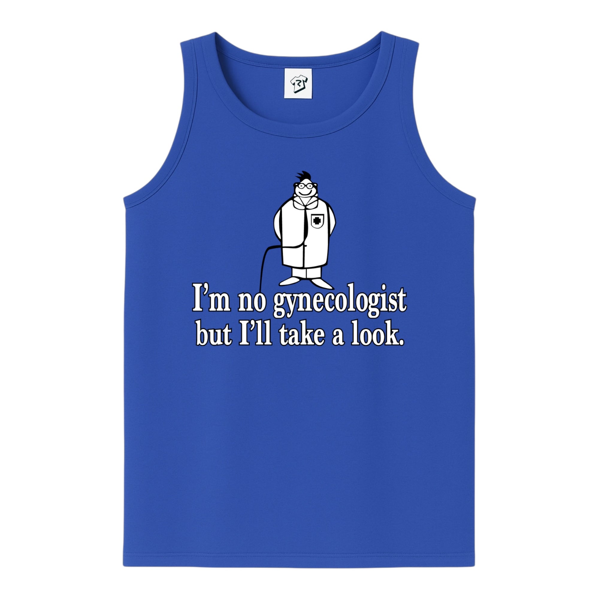 Tees Club tank top I'm No Gynecologist But I'll Take a Look - Tank Top Navy Size S front view