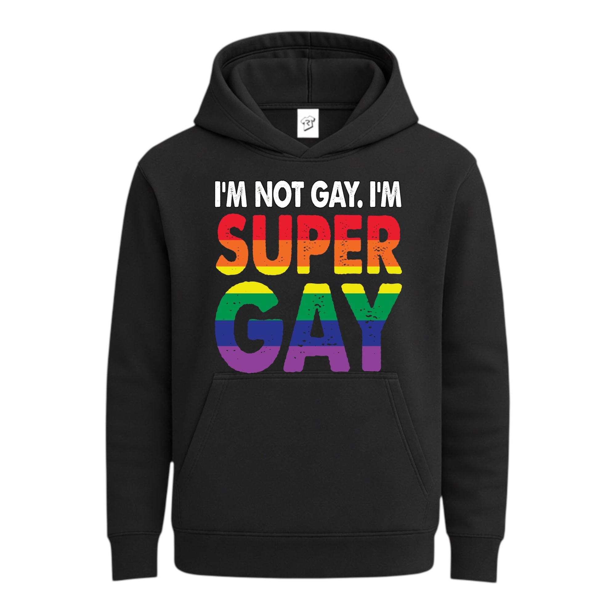 Tees Club streetwear hoodie I'm Not Gay I'm Super Gay - Hoodie Navy Size S back view