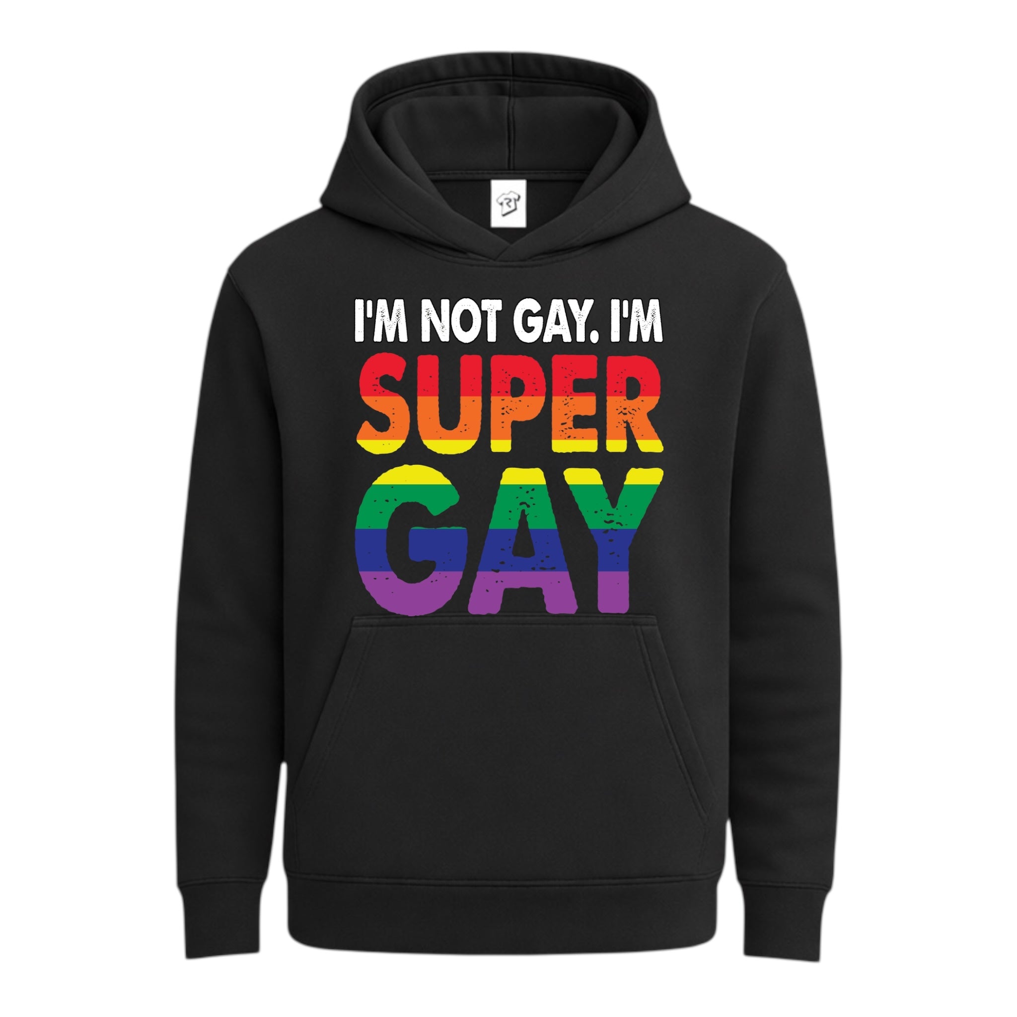 Tees Club streetwear hoodie I'm Not Gay I'm Super Gay - Hoodie Navy Size S back view