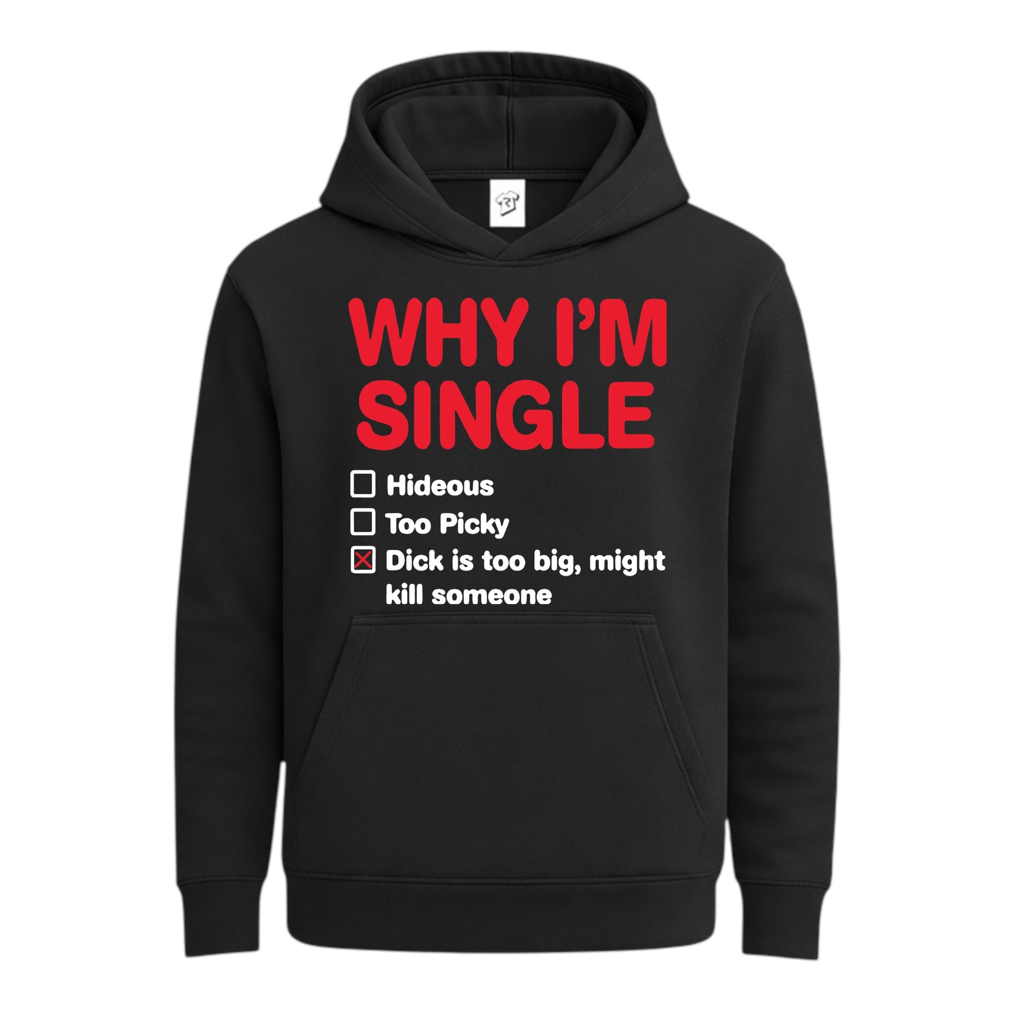 Tees Club streetwear hoodie Why I'm Single? - Hoodie Navy Size S back view