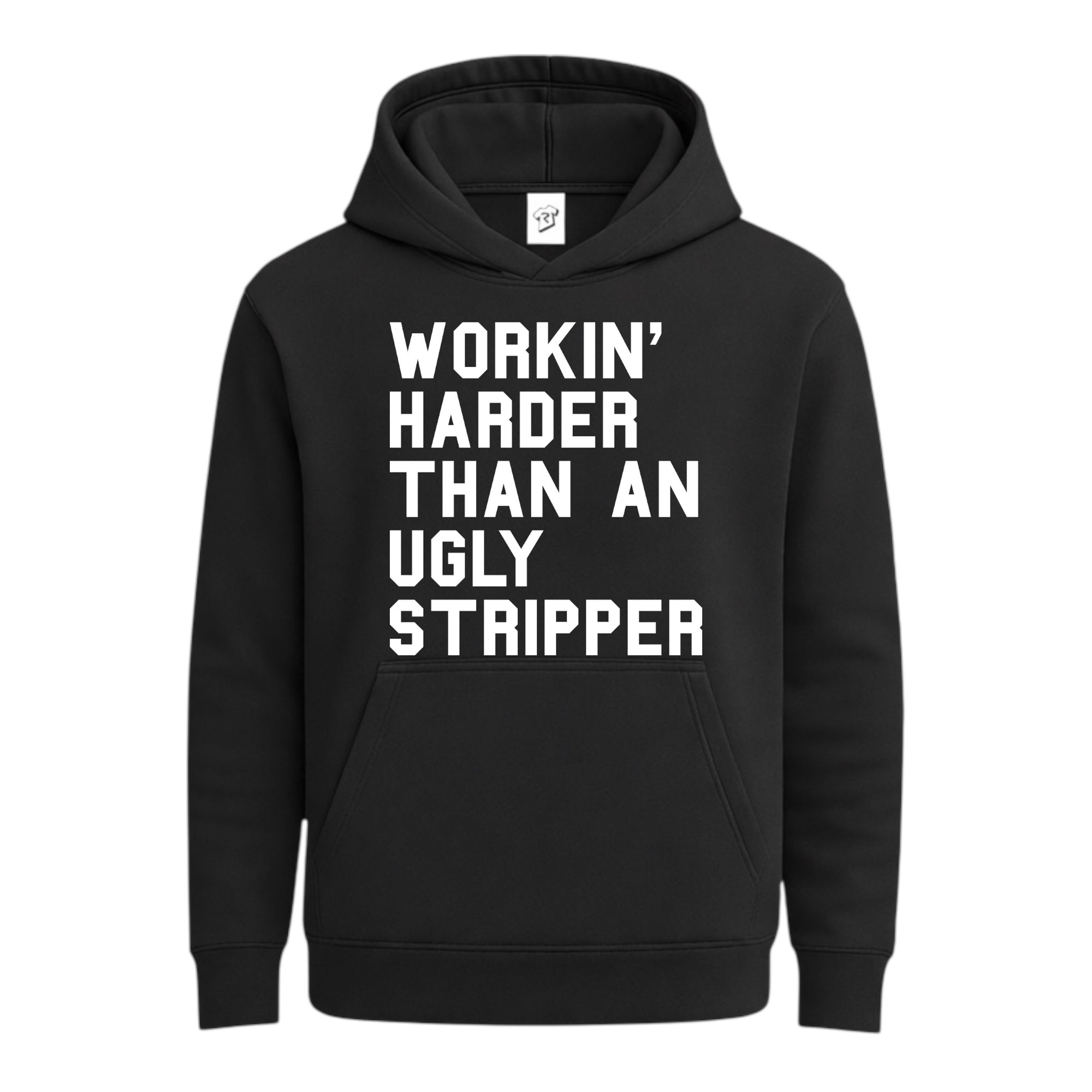 Tees Club streetwear hoodie Workin' Harder Than an Ugly Stripper - Hoodie Navy Size S back view