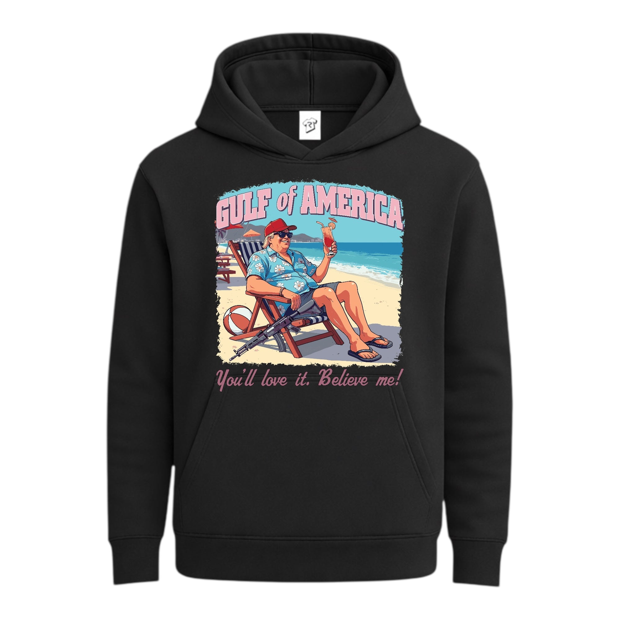 Tees Club streetwear hoodie Gulf of America You'll Love It Believe Me - Hoodie Navy Size S back view