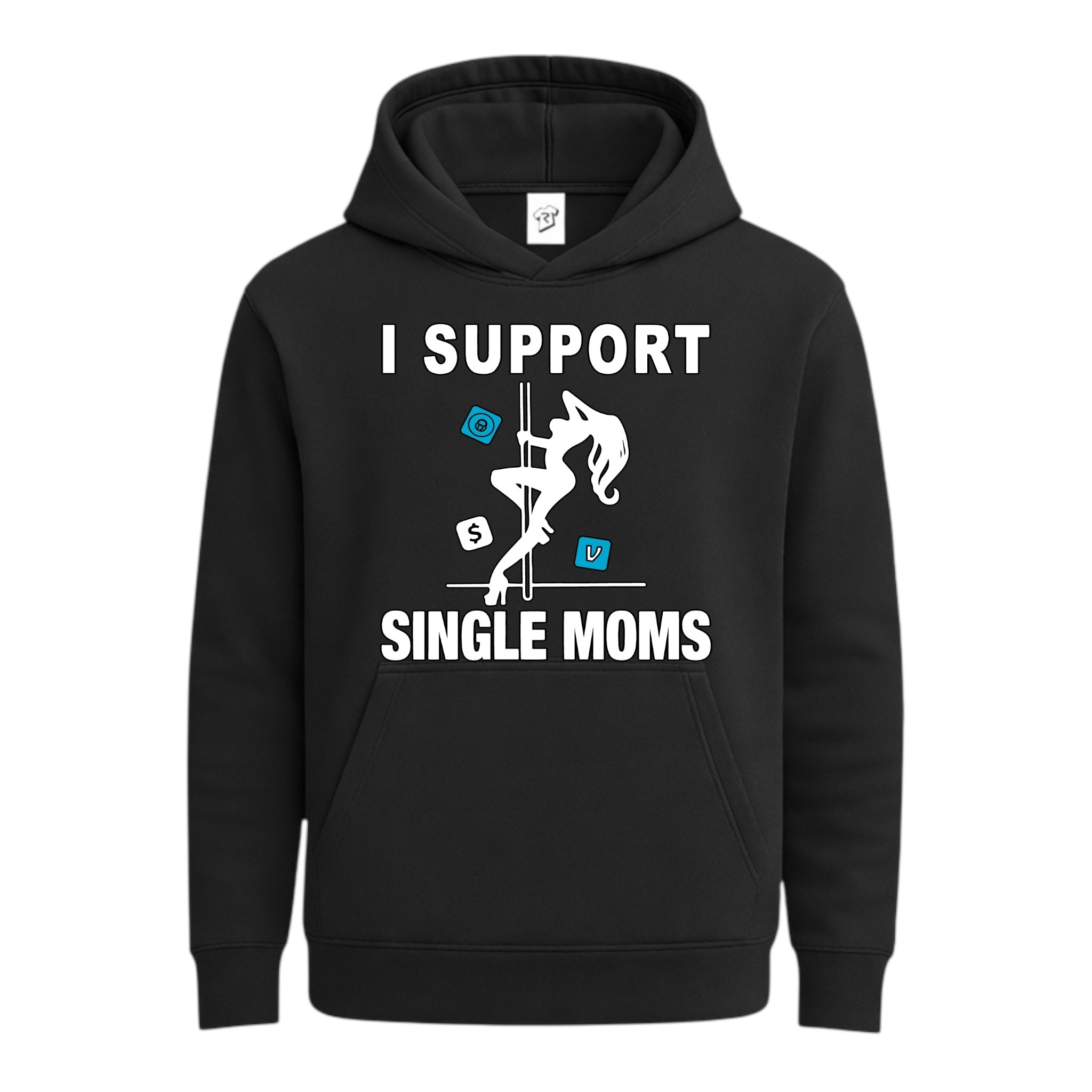 Tees Club streetwear hoodie I Support Single Moms - Hoodie Navy Size M detail