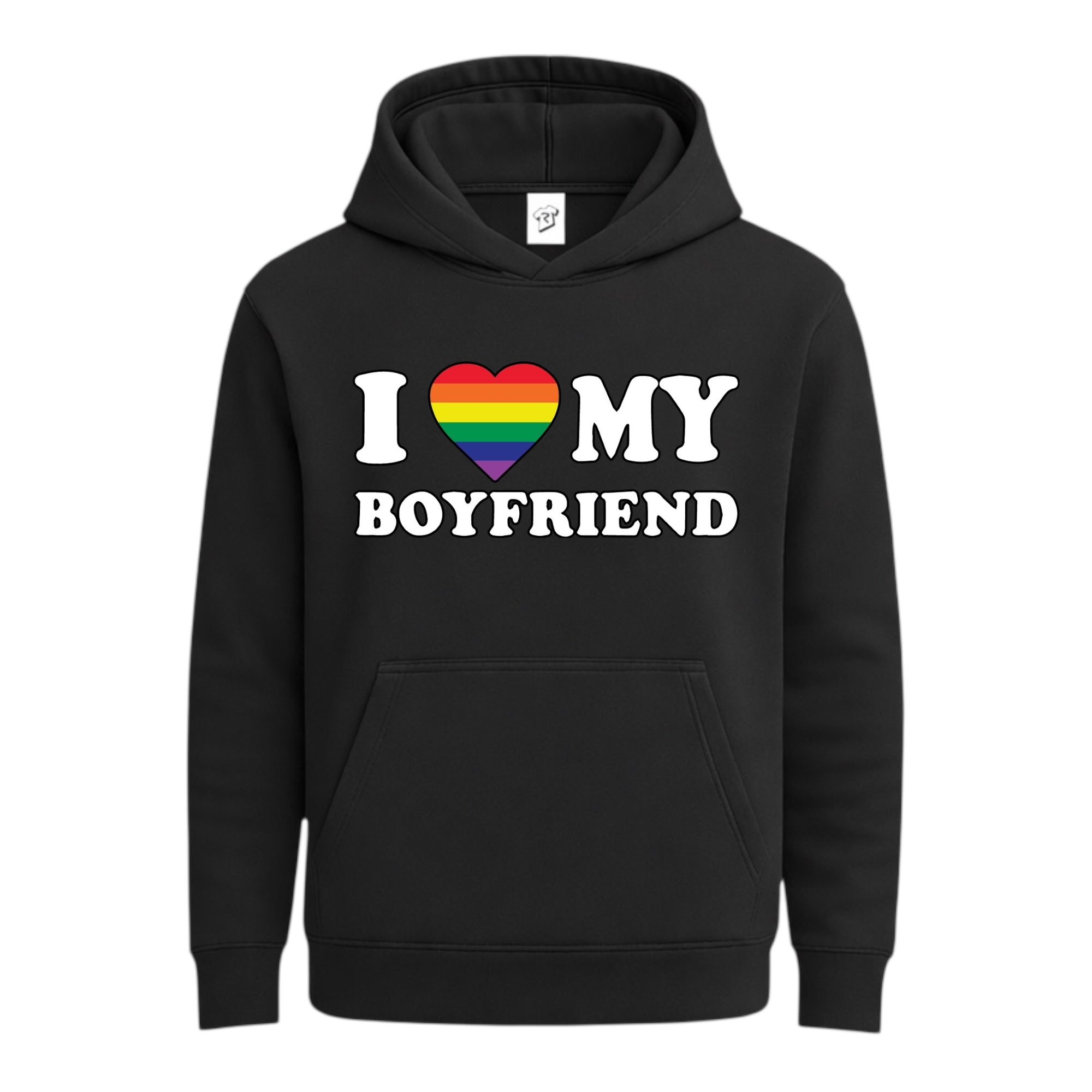 Tees Club streetwear hoodie I Love My Boyfriend (Pride) - Hoodie Navy Size S back view