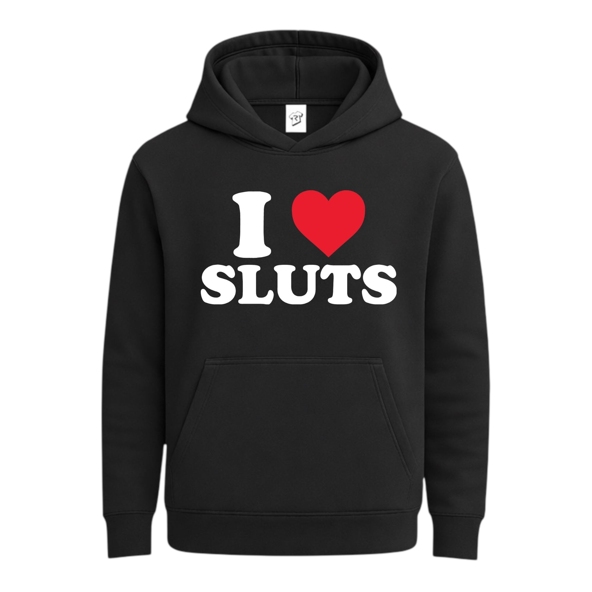 Tees Club streetwear hoodie I Love Sluts - Hoodie Navy Size S back view
