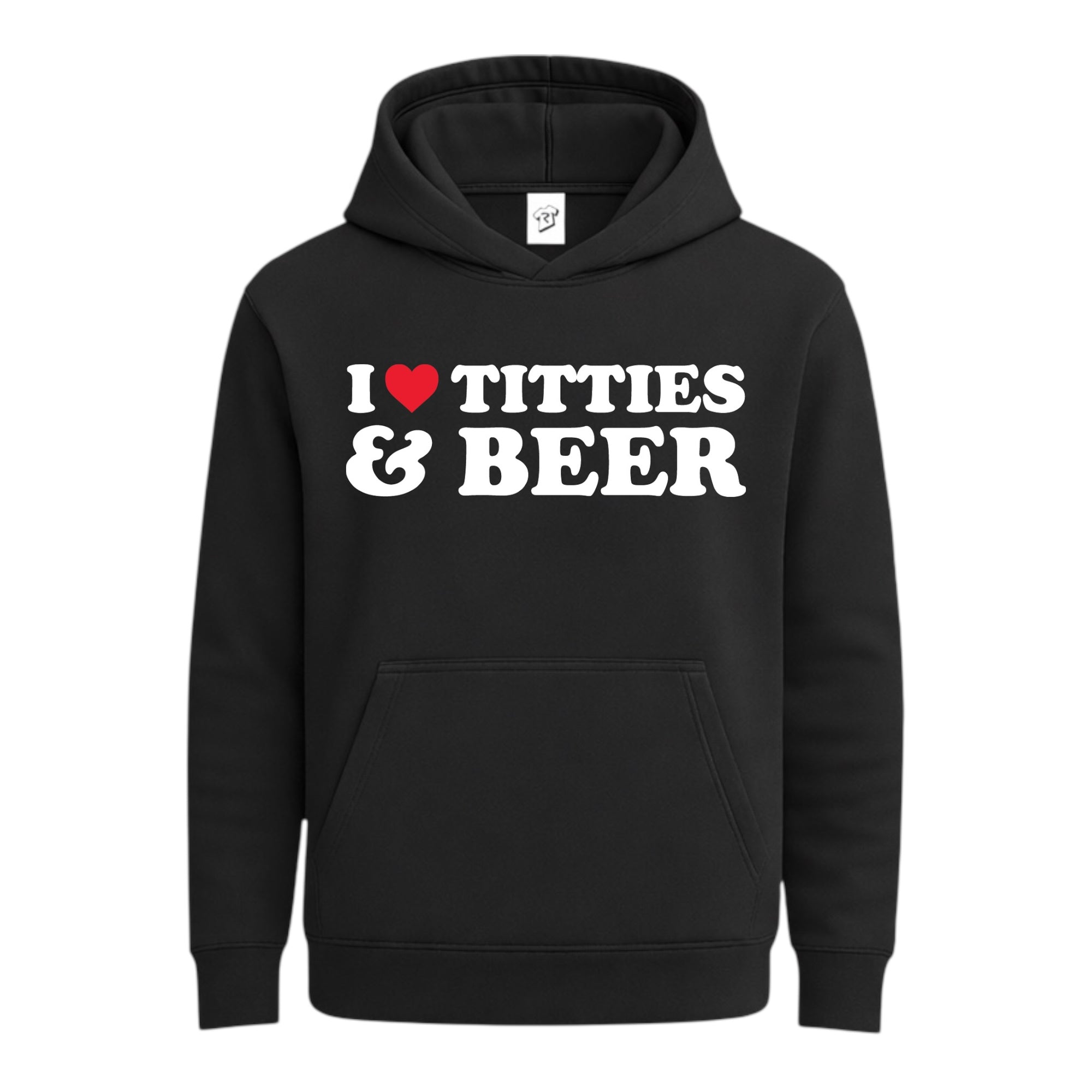 Tees Club streetwear hoodie I Love Titties & Beer - Hoodie Navy Size S front view