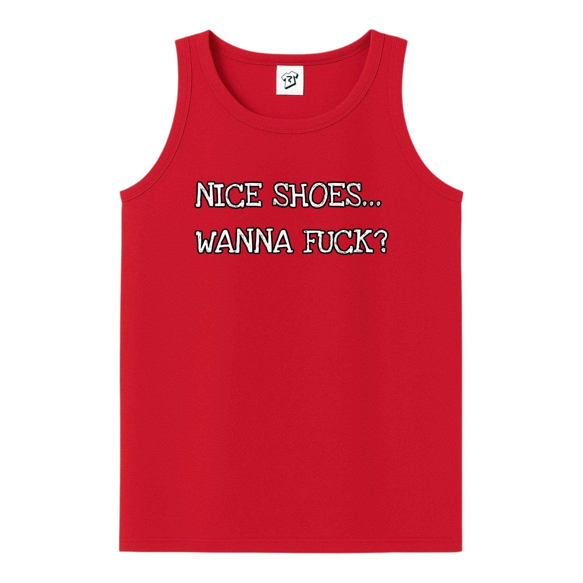 Tees Club tank top Nice Shoes...Wanna Fuck? - Tank Top Navy Size S back view
