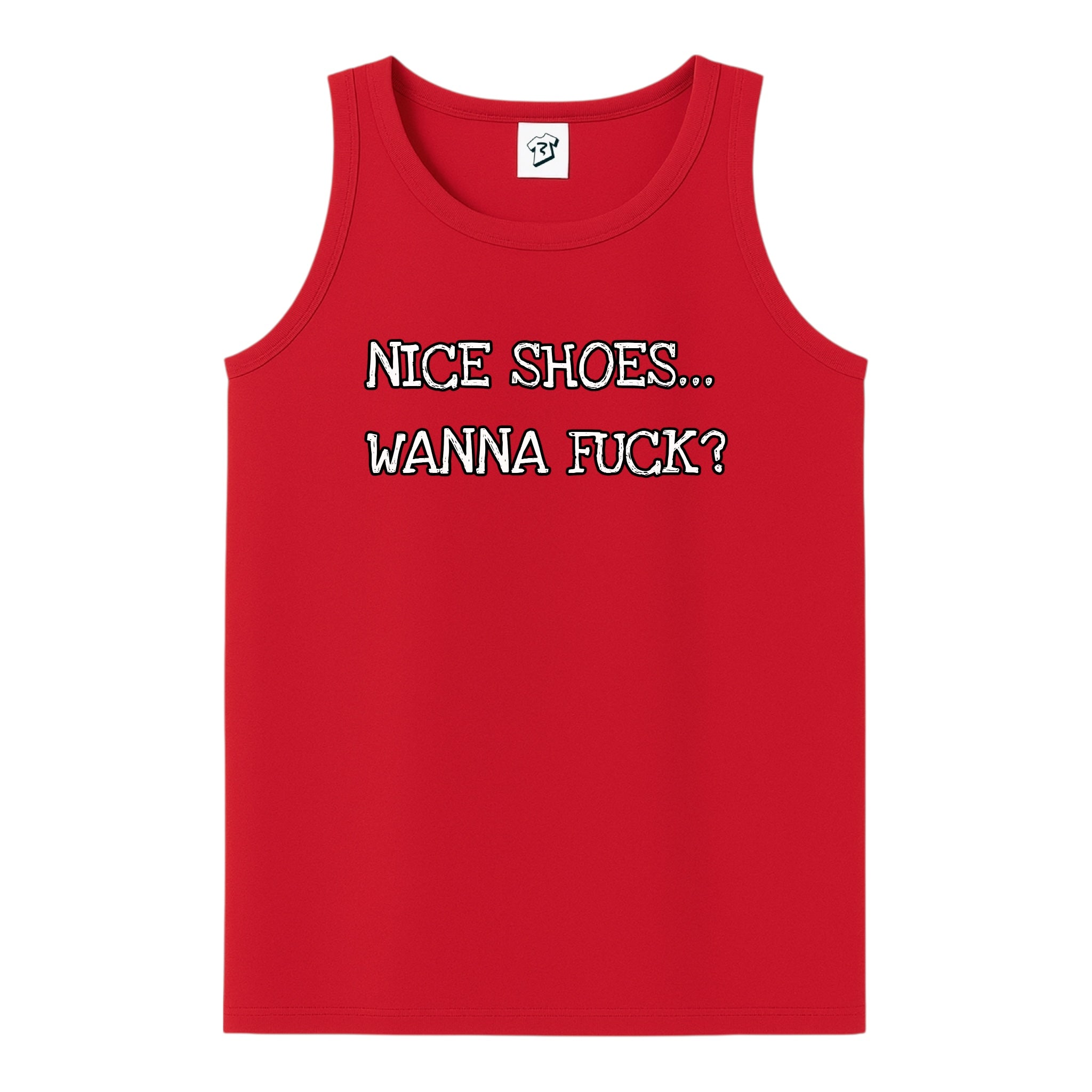 Tees Club tank top Nice Shoes...Wanna Fuck? - Tank Top Navy Size S back view