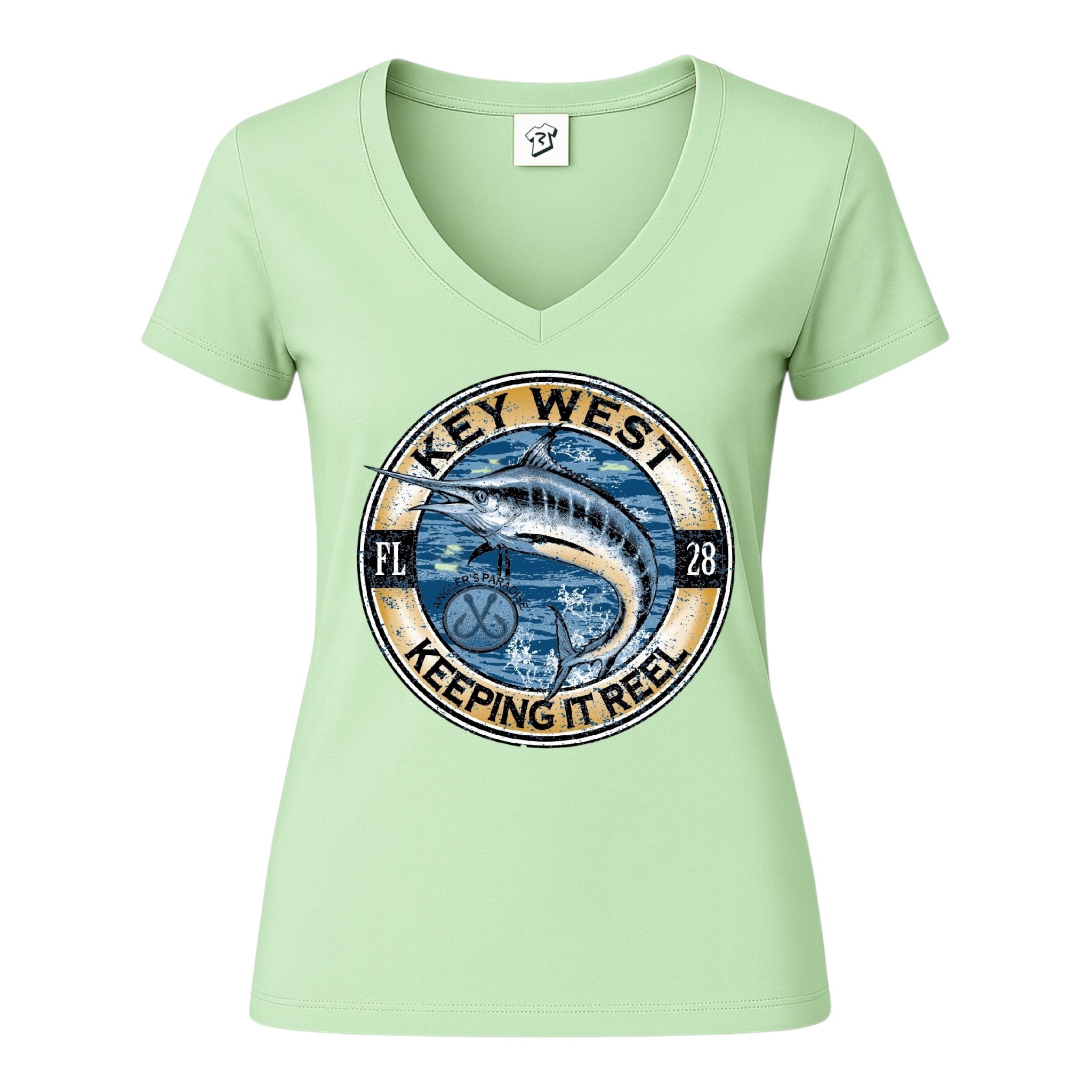 Tees Club v-neck t-shirt Marlin Fish KW - V-Neck Tee Black Size S detail