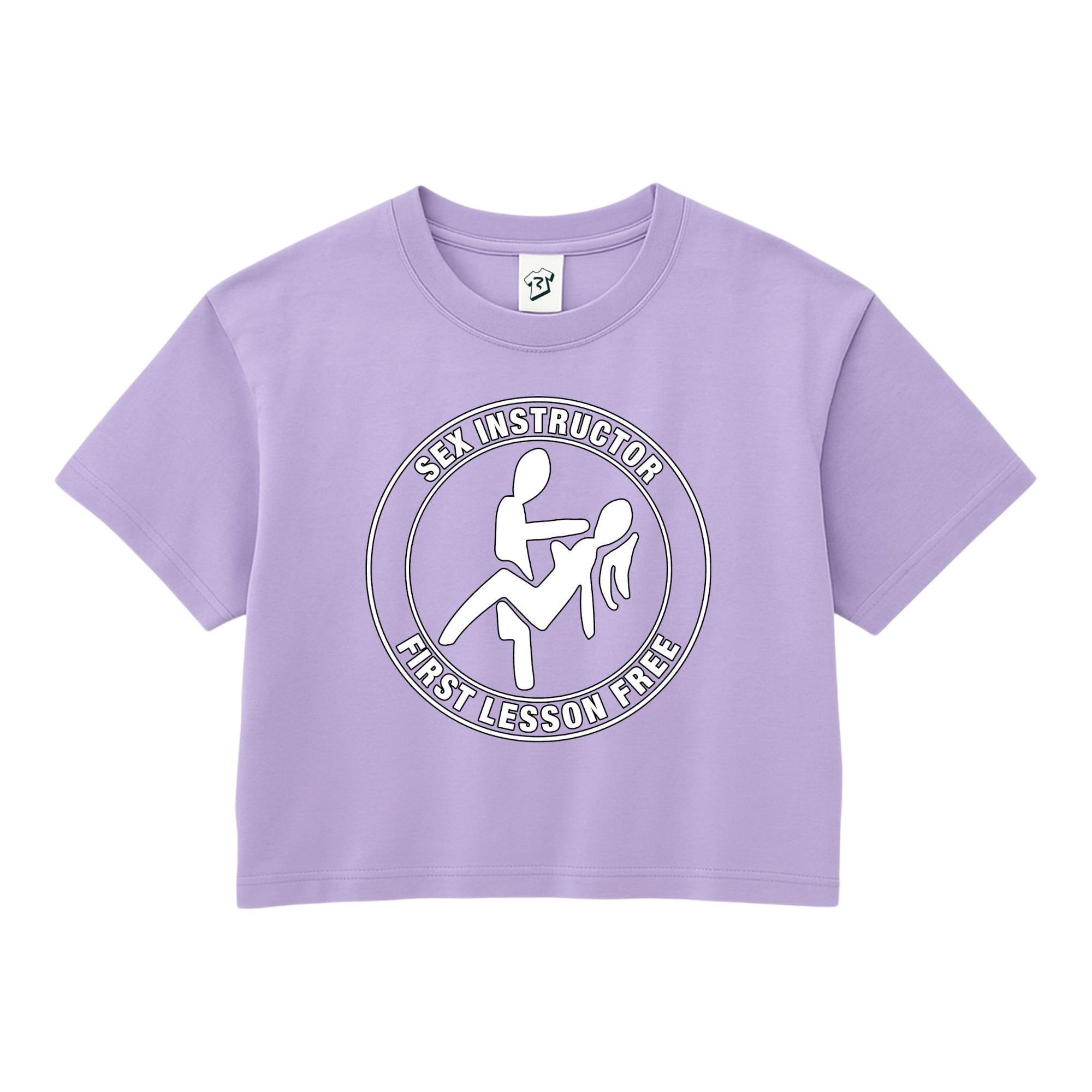 Tees Club crop top Sex Instructor First Lesson Free - Crop Top Black Size XS front view