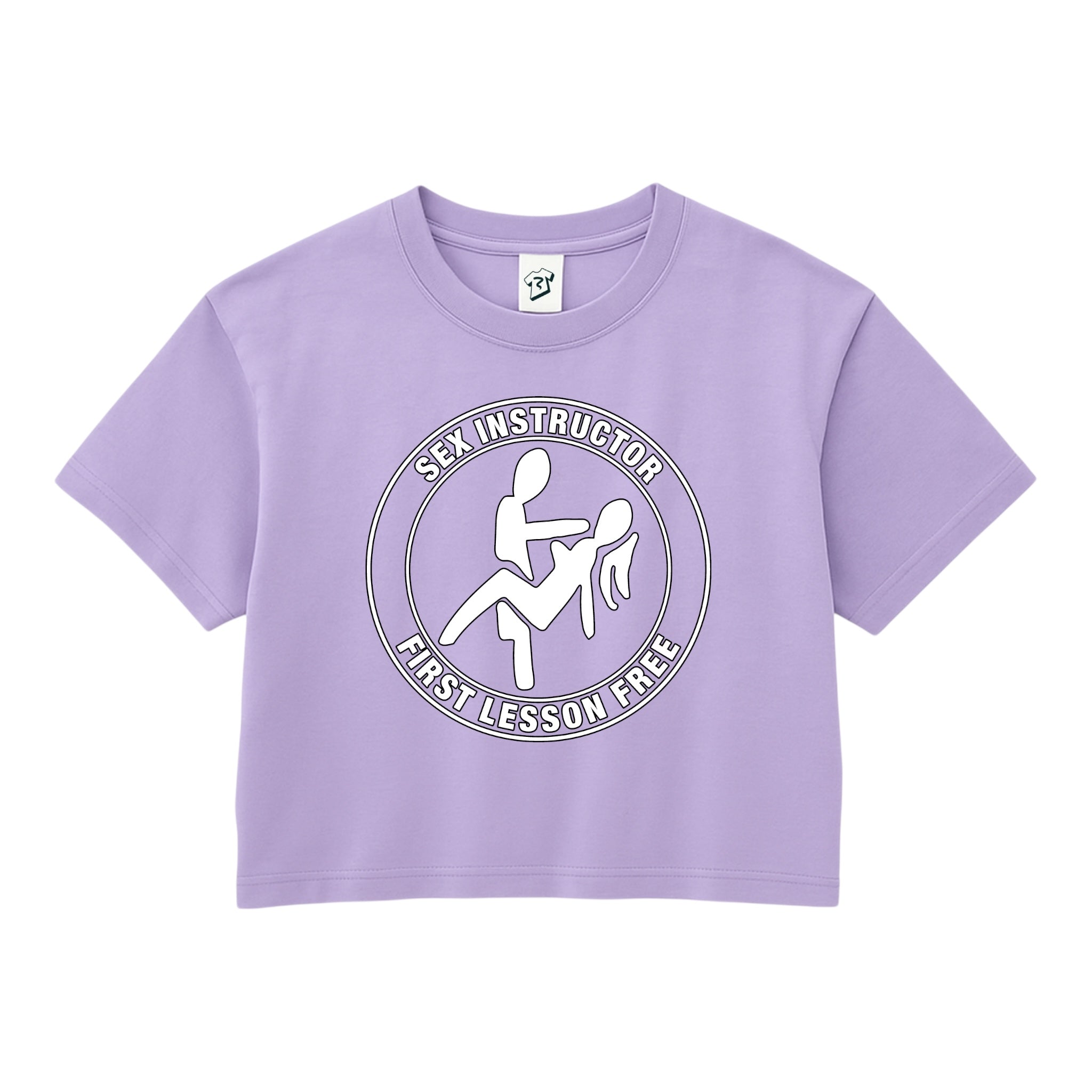 Tees Club crop top Sex Instructor First Lesson Free - Crop Top Black Size XS front view