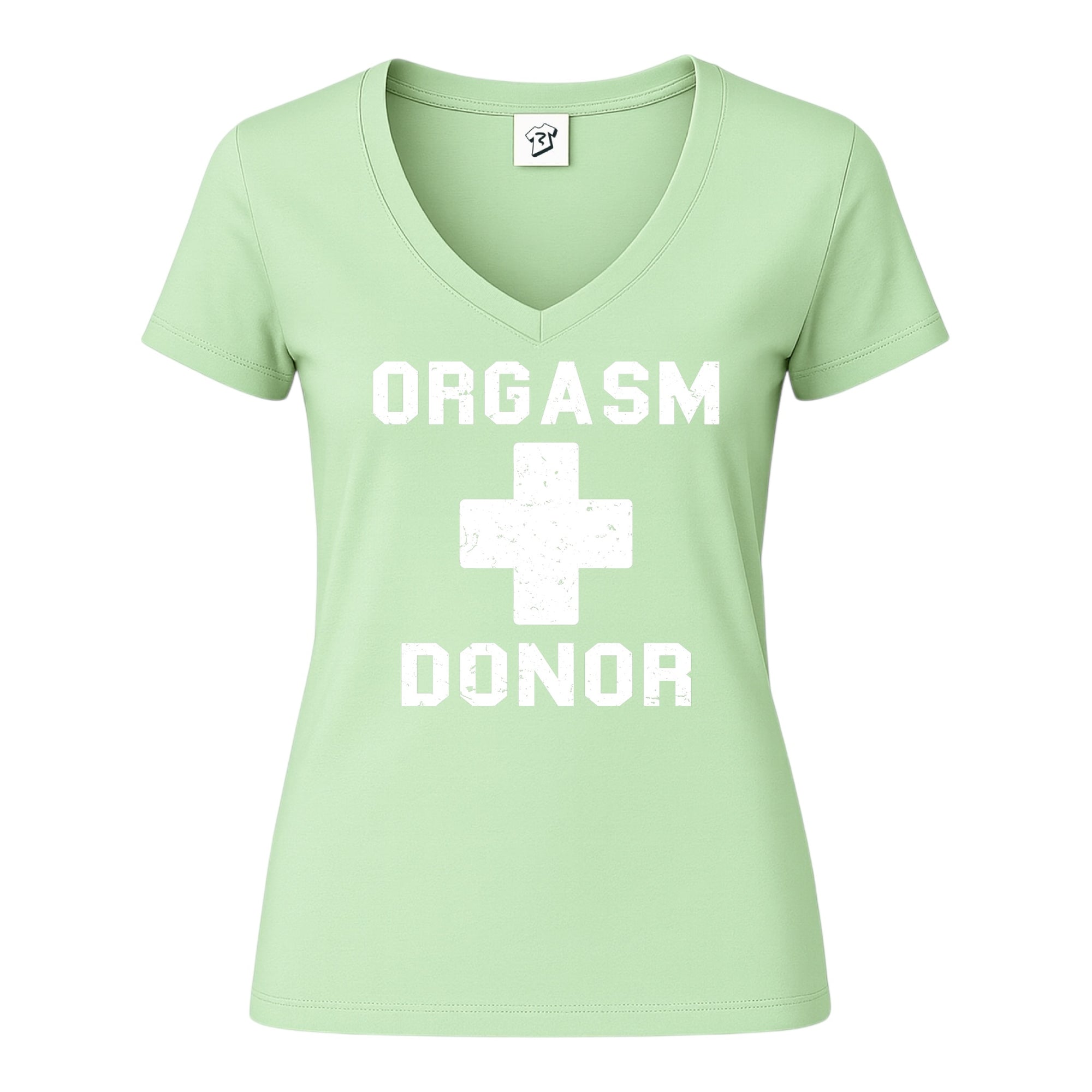 Tees Club v-neck t-shirt Orgasm Donor - V-Neck Tee Black Size XS back view