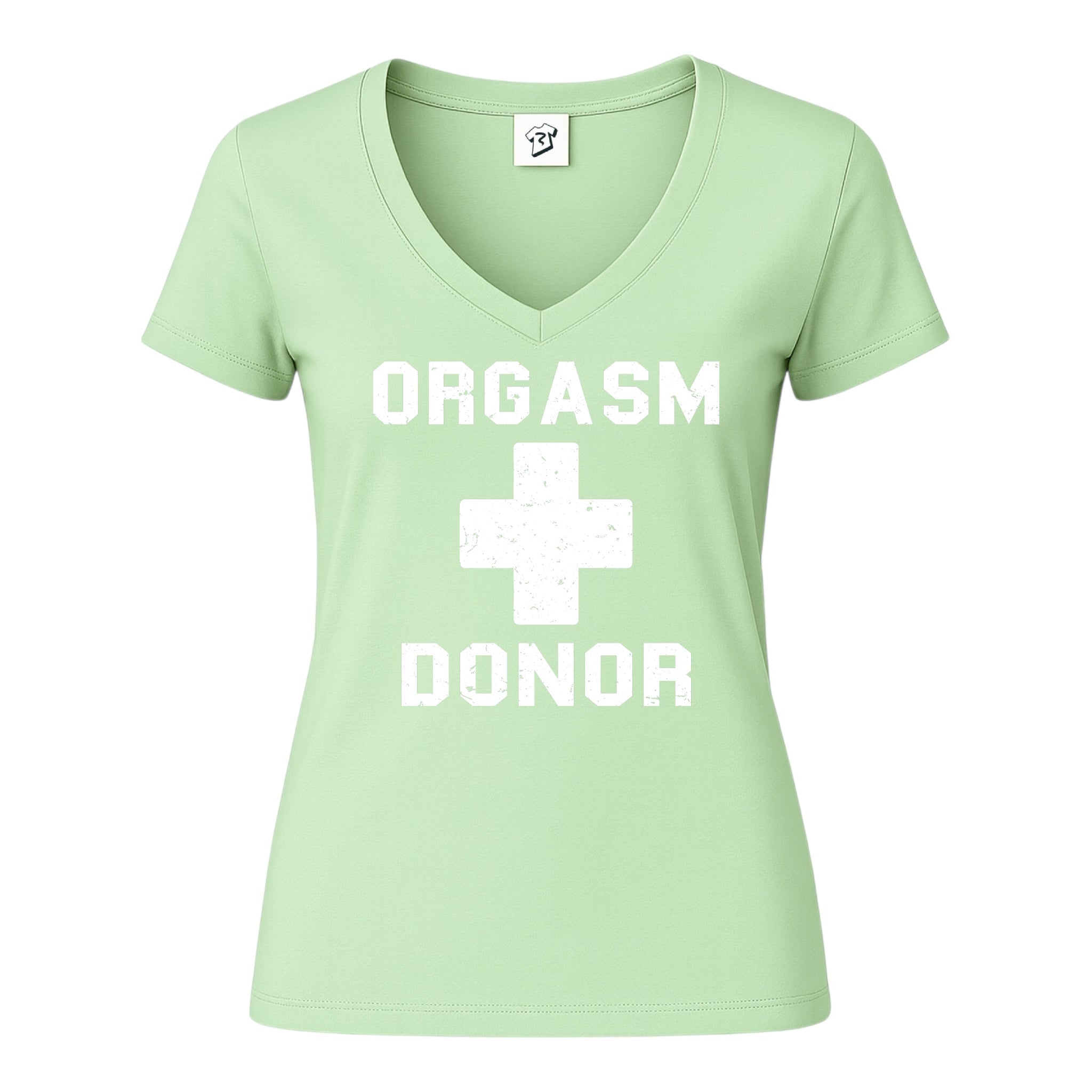 Tees Club v-neck t-shirt Orgasm Donor - V-Neck Tee Black Size XS back view