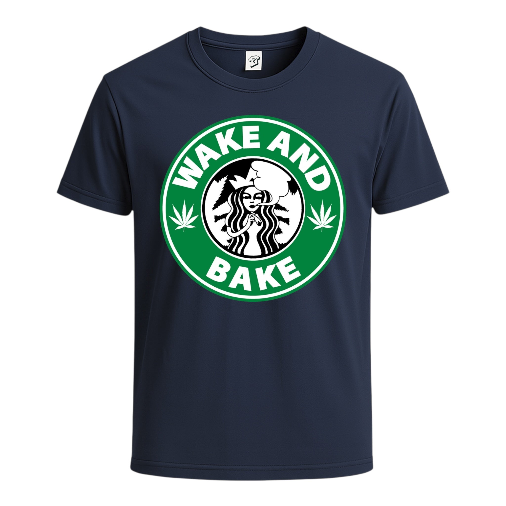 Tees Club graphic tee Wake N' Bake - Cotton Tee Navy Size S front view