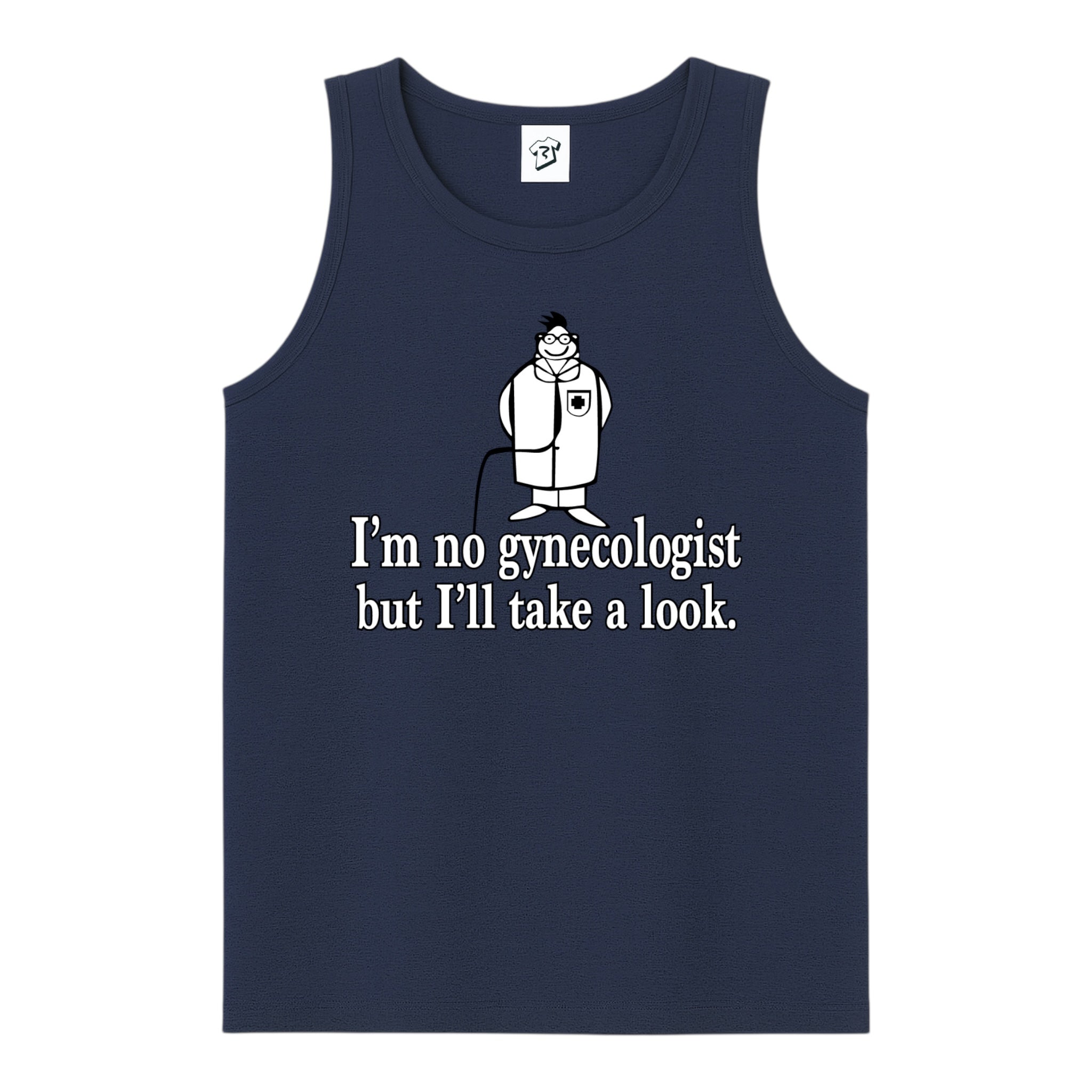 Tees Club tank top I'm No Gynecologist But I'll Take a Look - Tank Top Navy Size M detail