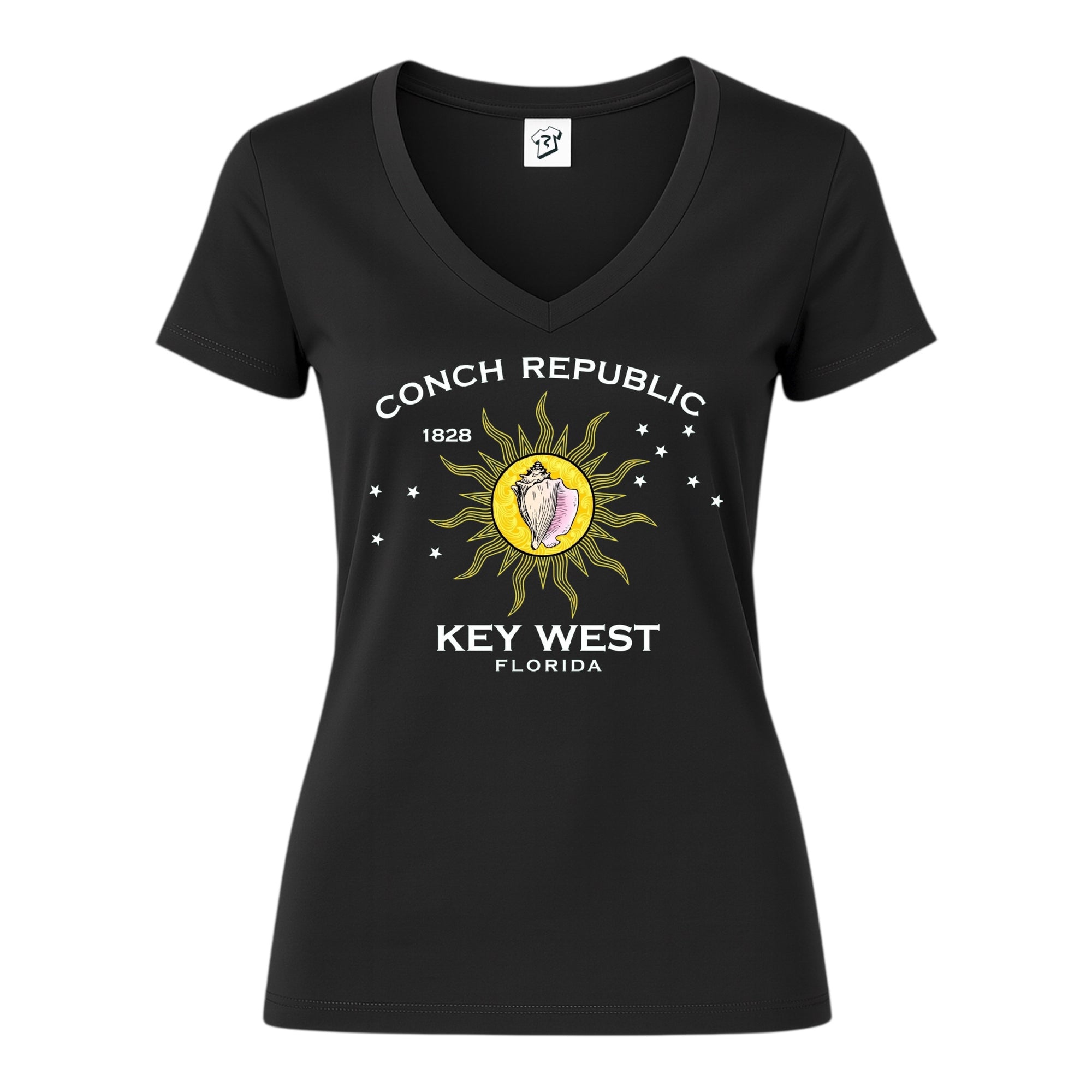 Tees Club v-neck t-shirt Conch Republic KW - V-Neck Tee Black Size XS front view