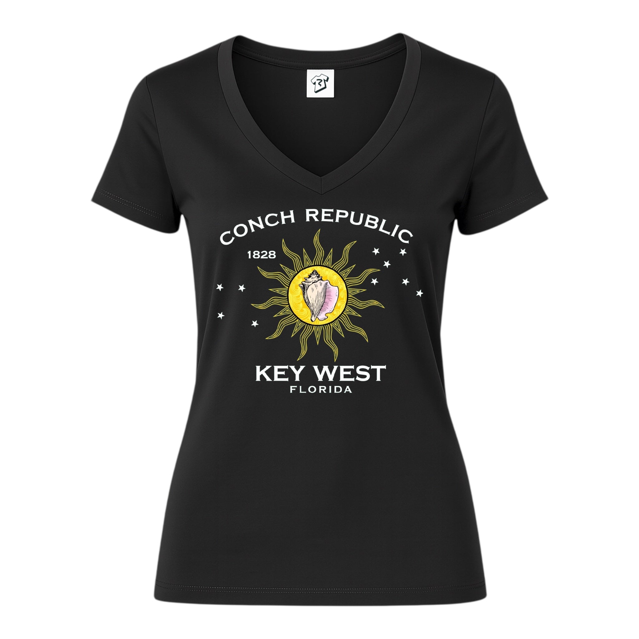 Tees Club v-neck t-shirt Conch Republic KW - V-Neck Tee Black Size XS front view