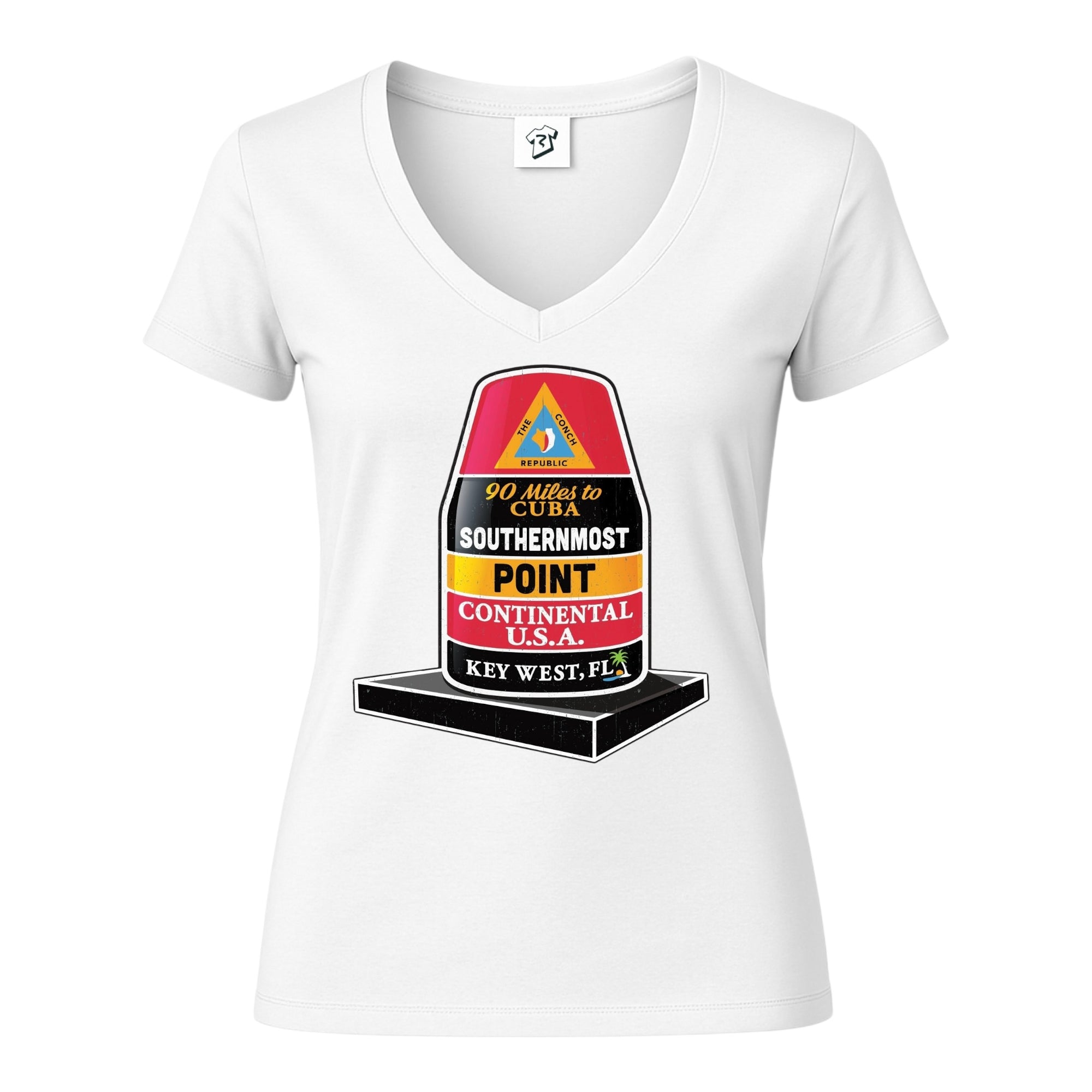 Tees Club v-neck t-shirt Southernmost Point KW - V-Neck Tee Black Size XS back view