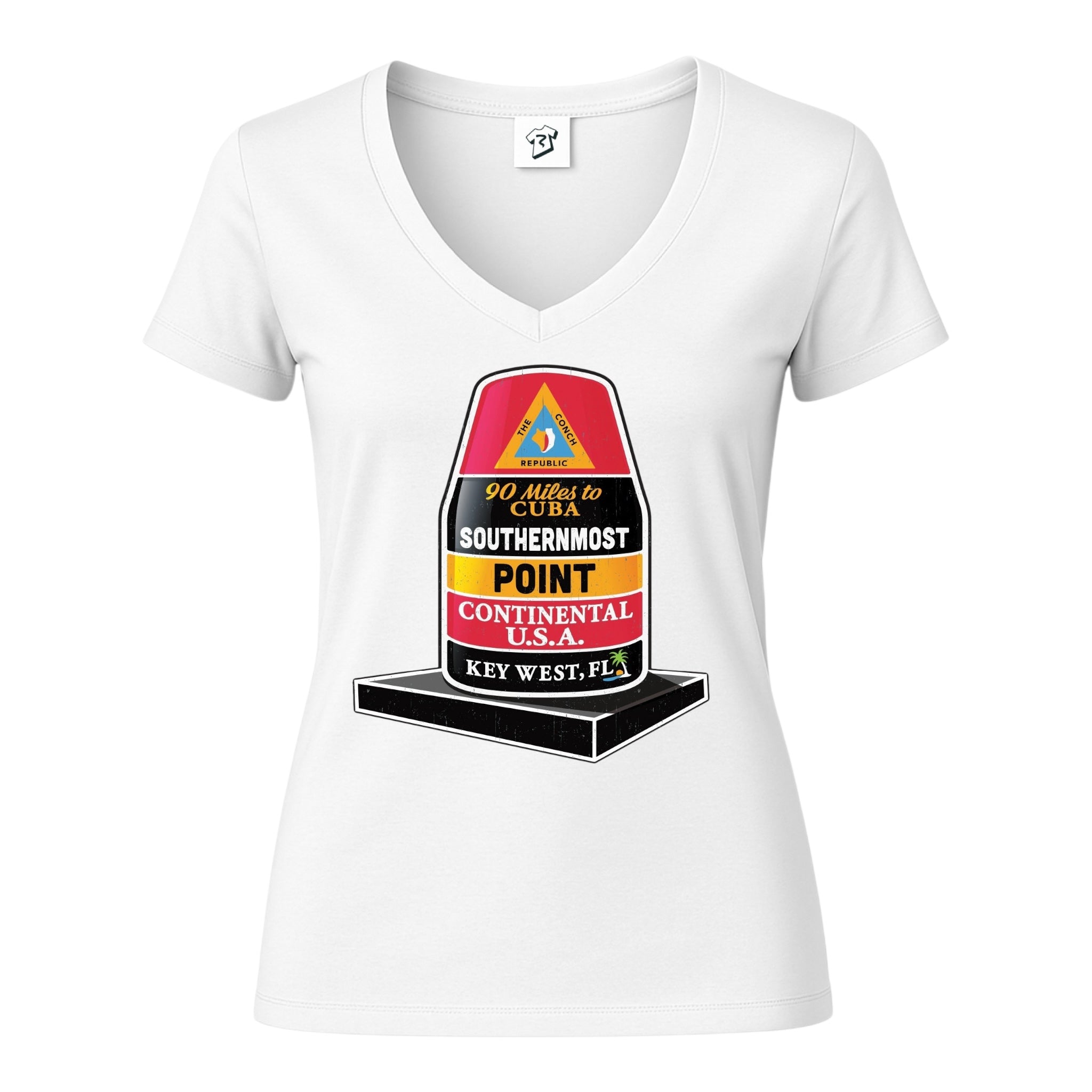 Tees Club v-neck t-shirt Southernmost Point KW - V-Neck Tee Black Size XS back view