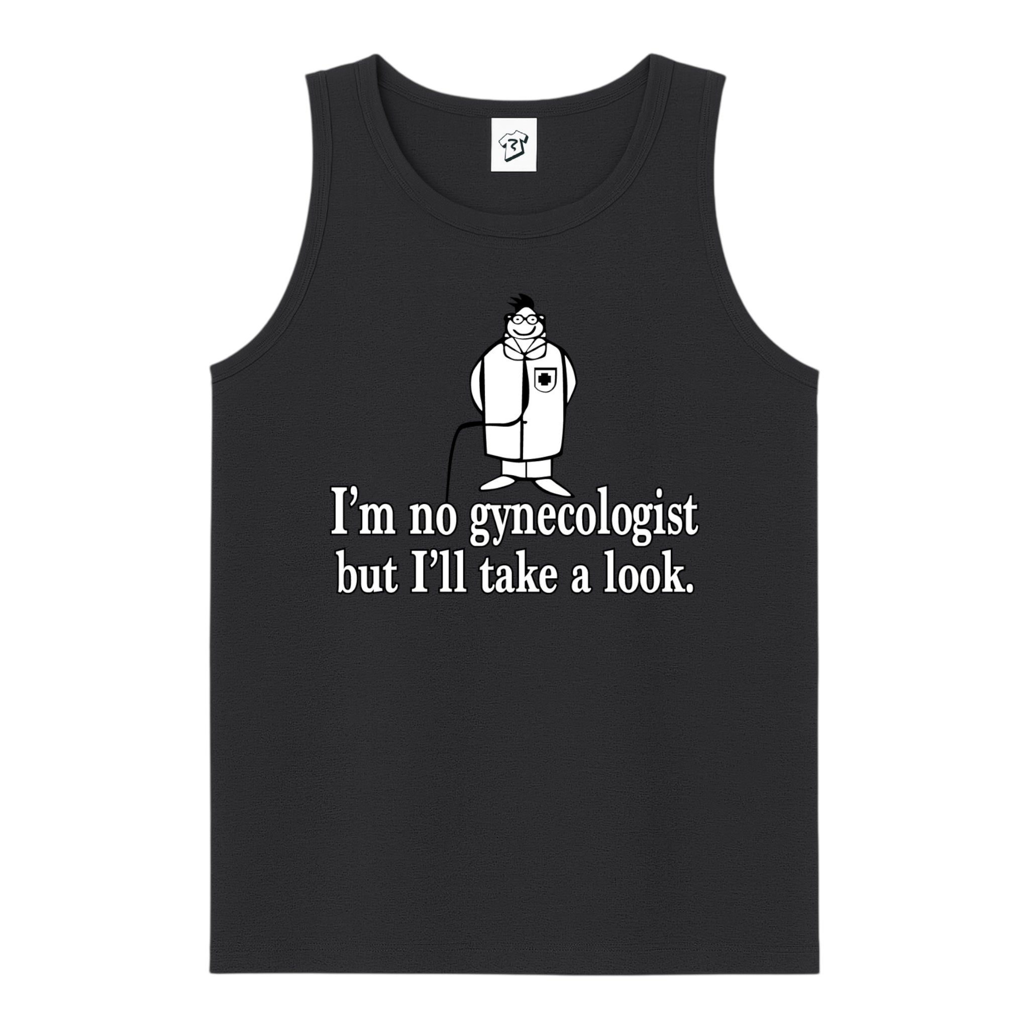 Tees Club tank top I'm No Gynecologist But I'll Take a Look - Tank Top Navy Size L detail