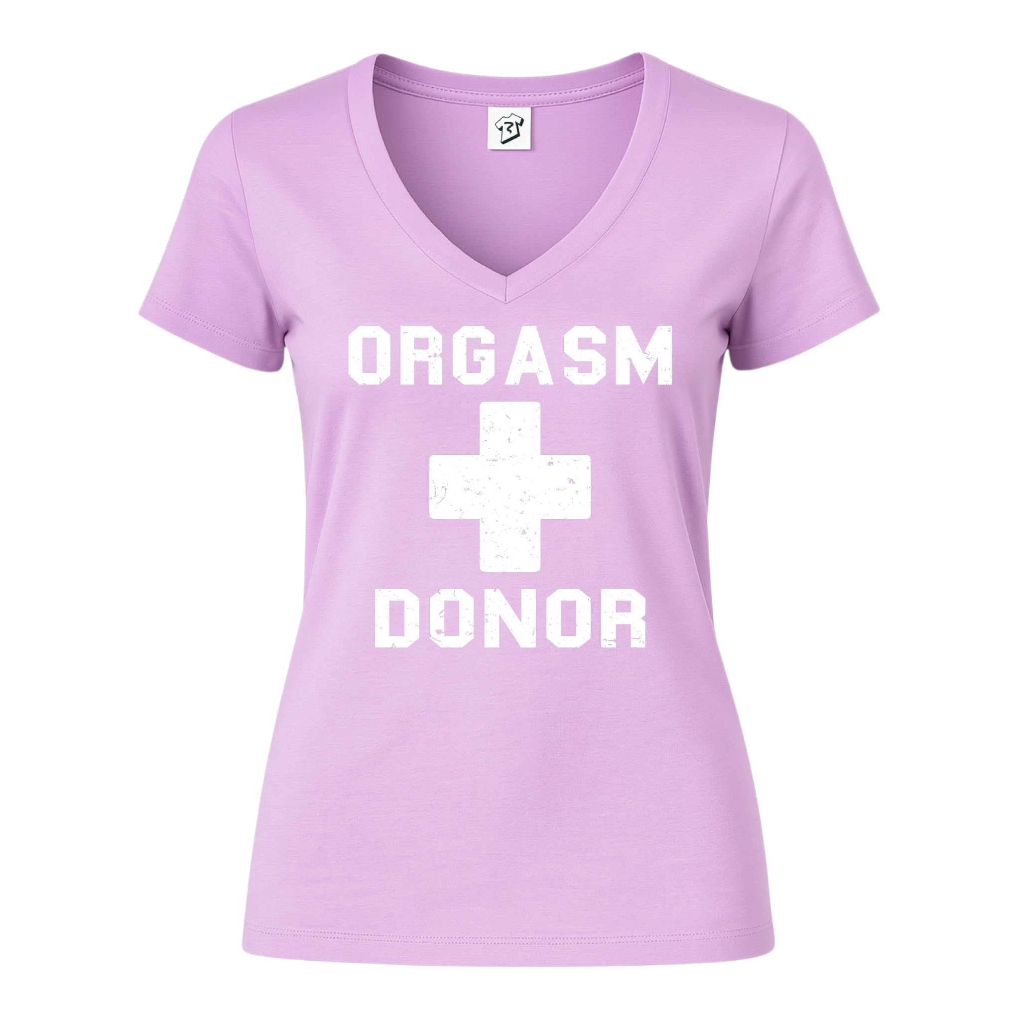 Tees Club v-neck t-shirt Orgasm Donor - V-Neck Tee Black Size XS front view