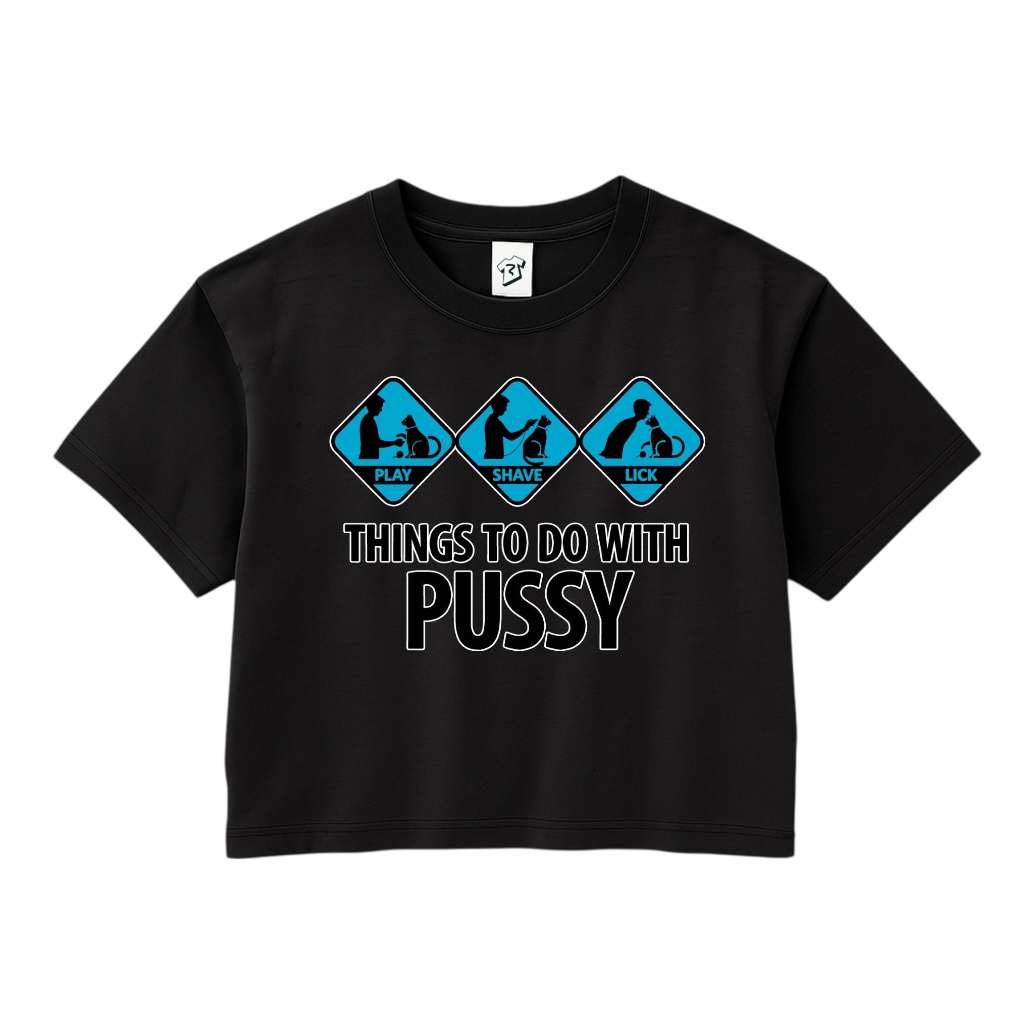 Tees Club crop top Things to Do With Pussy - Crop Top Black Size XS back view
