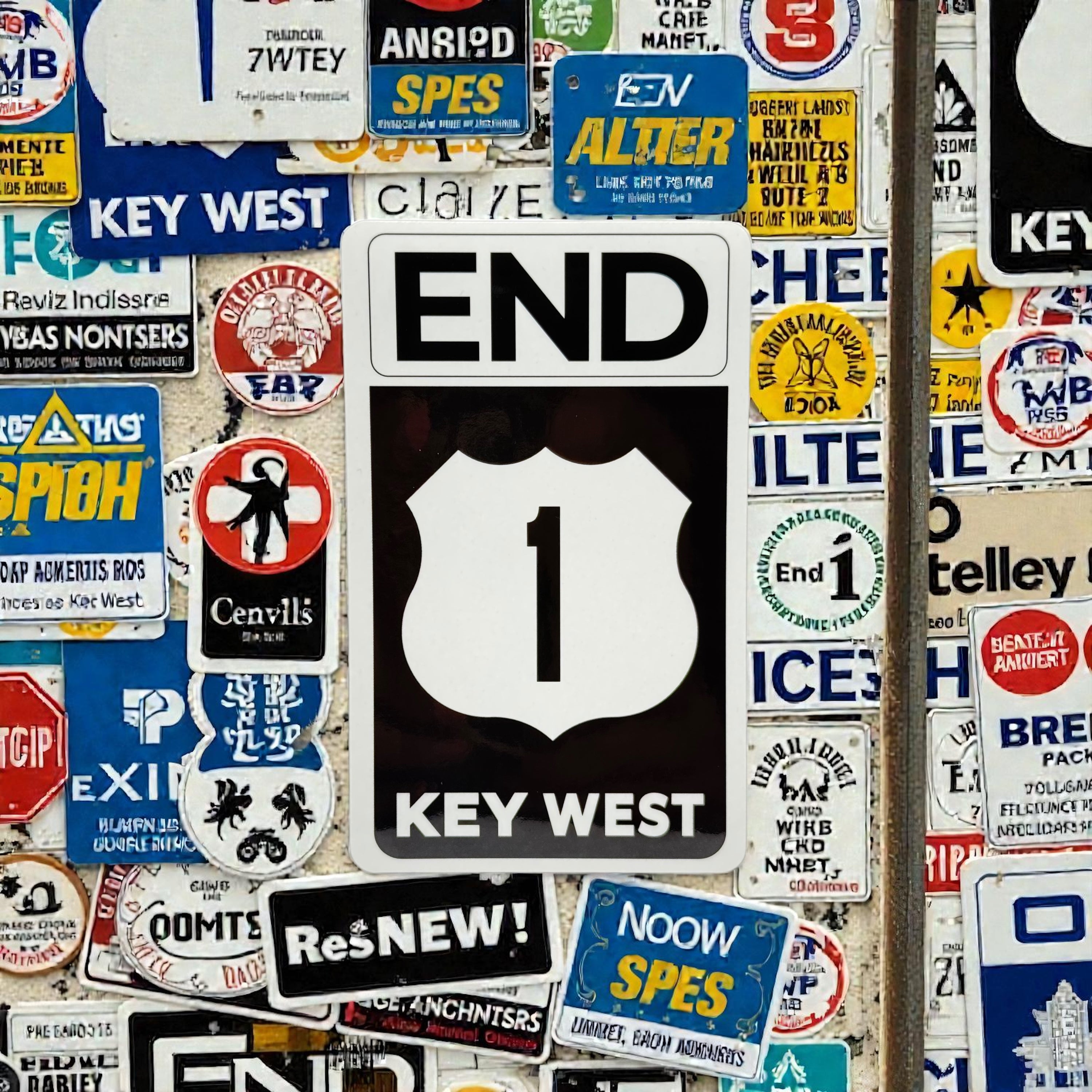 Tees Club vinyl sticker pack The End (US 1) - Sticker (4" x 3") X3 pack back view