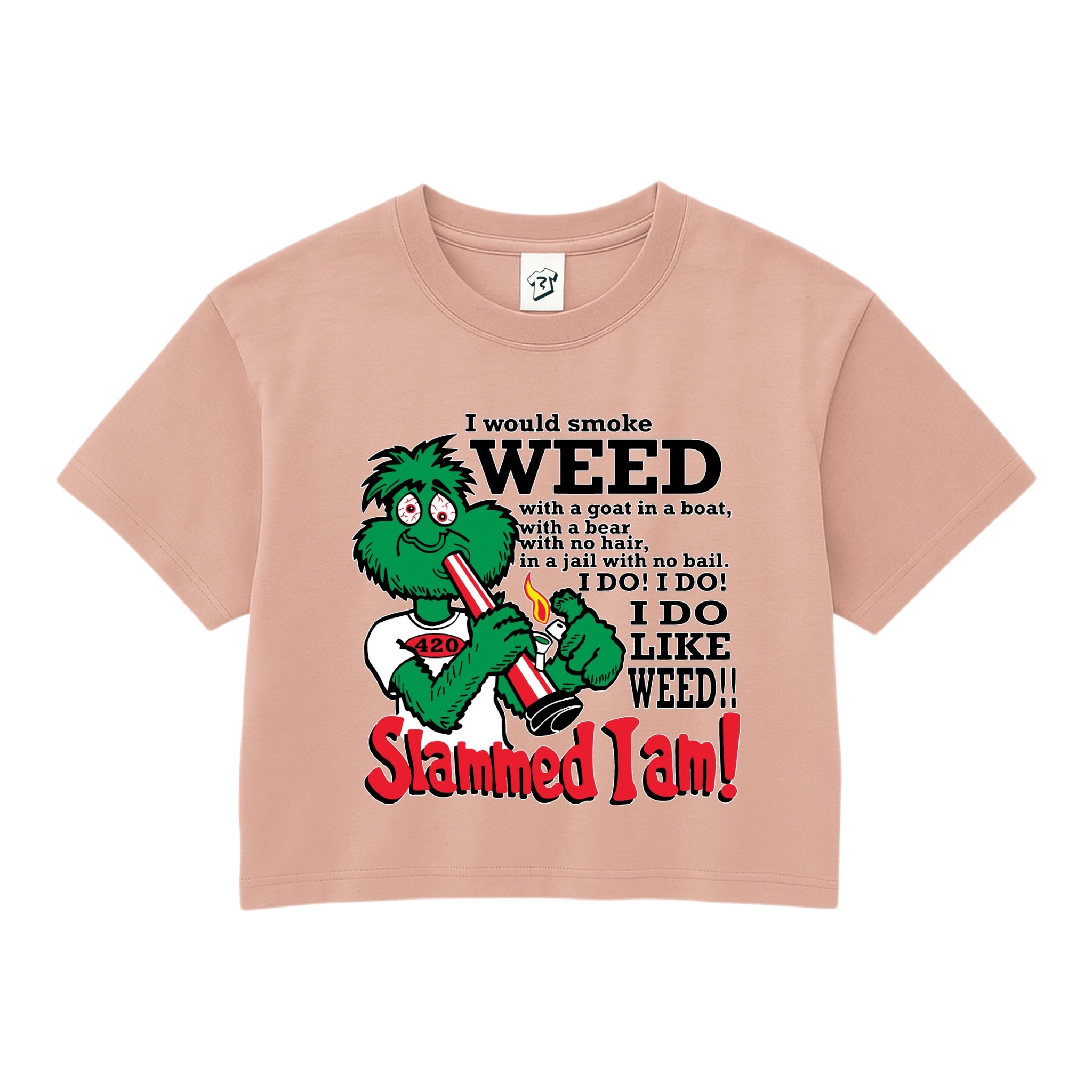 Tees Club crop top Slammed I Am Weed - Crop Top Black Size S detail