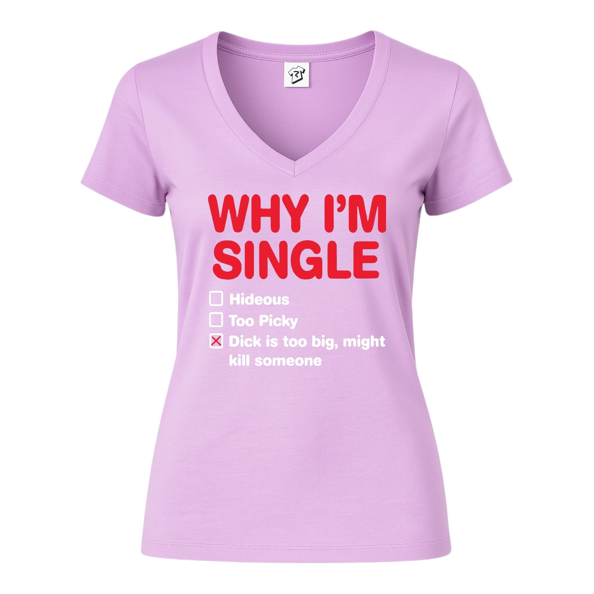 Tees Club v-neck t-shirt Why I'm Single - V-Neck Tee Black Size S detail