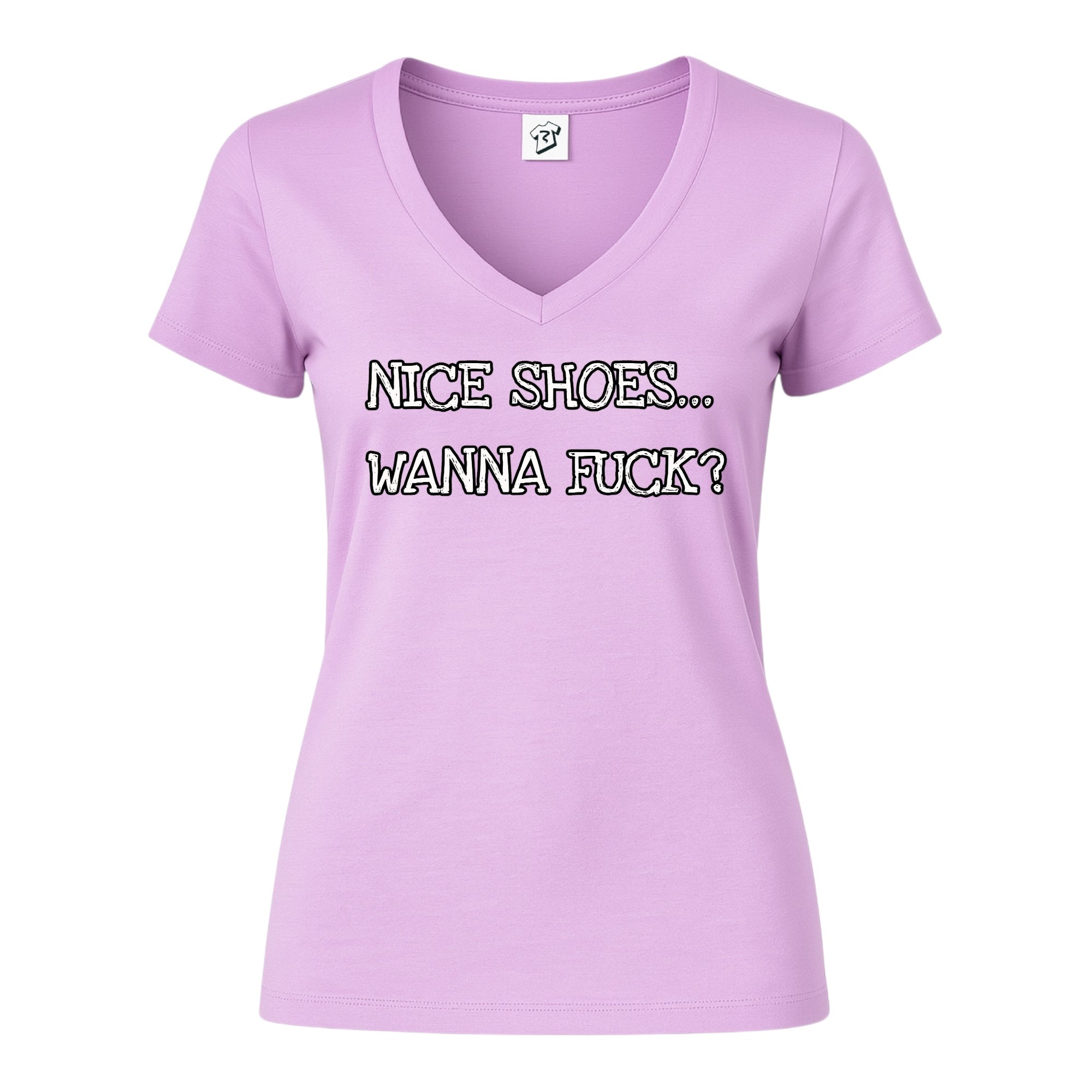 Tees Club v-neck t-shirt Nice Shoes...Wanna Fuck? - V-Neck Tee Black Size XS back view