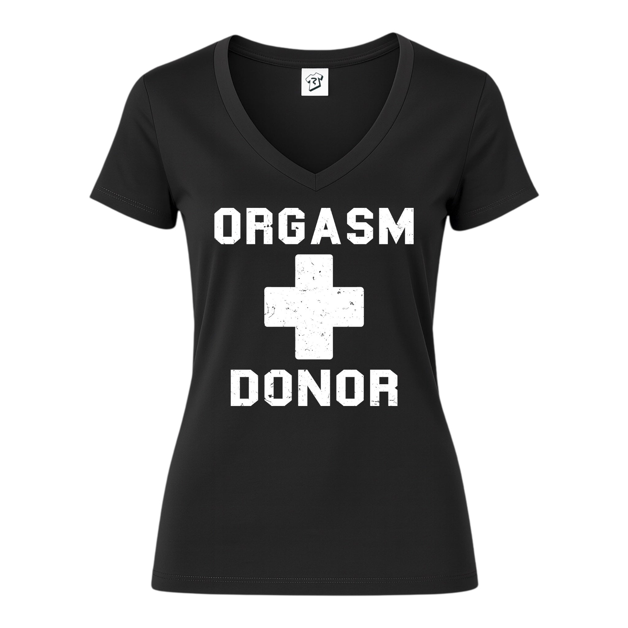 Tees Club v-neck t-shirt Orgasm Donor - V-Neck Tee Black Size S detail