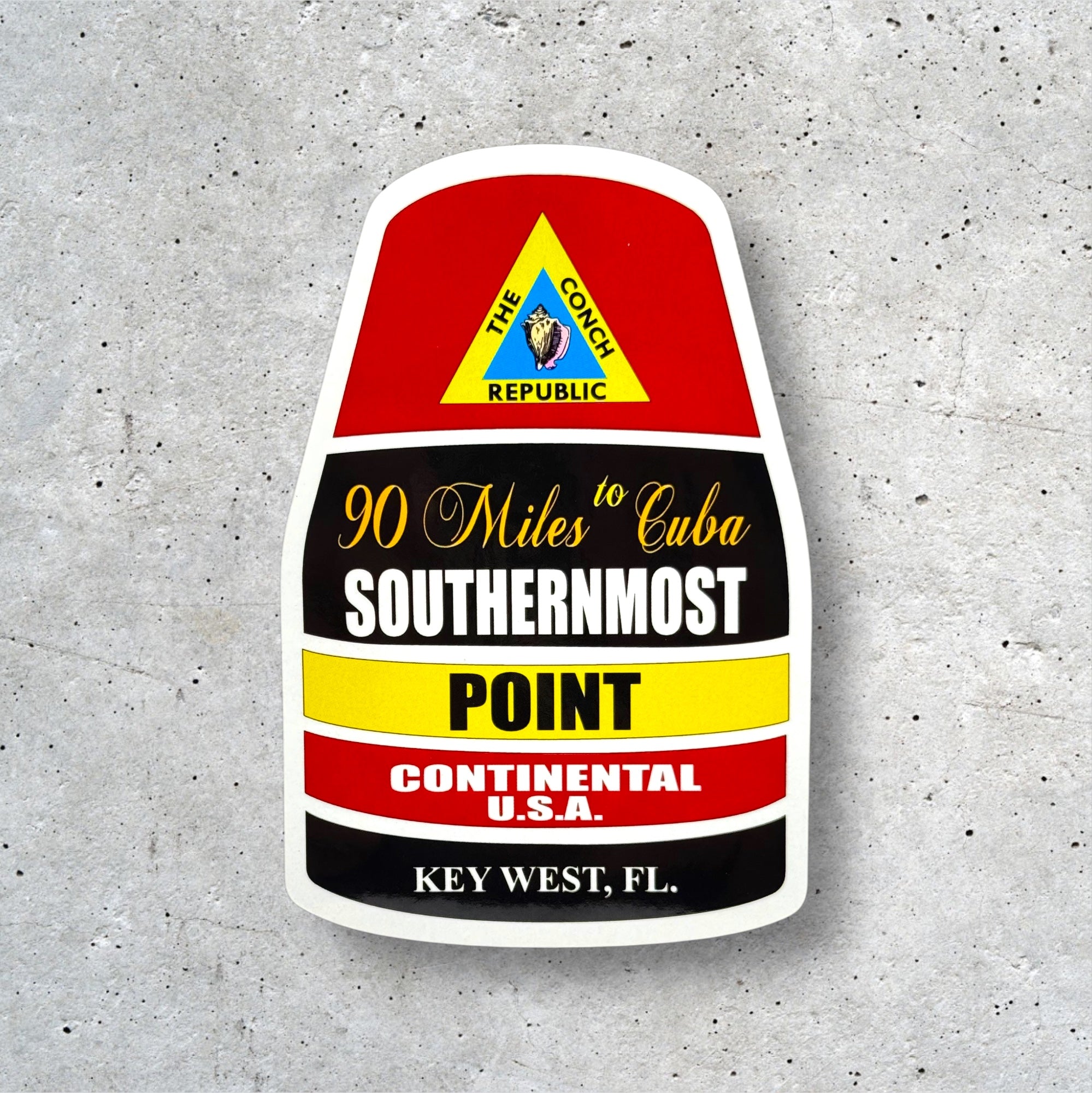 Tees Club vinyl sticker pack Southernmost Point - Sticker (4" x 3") X3 pack detail