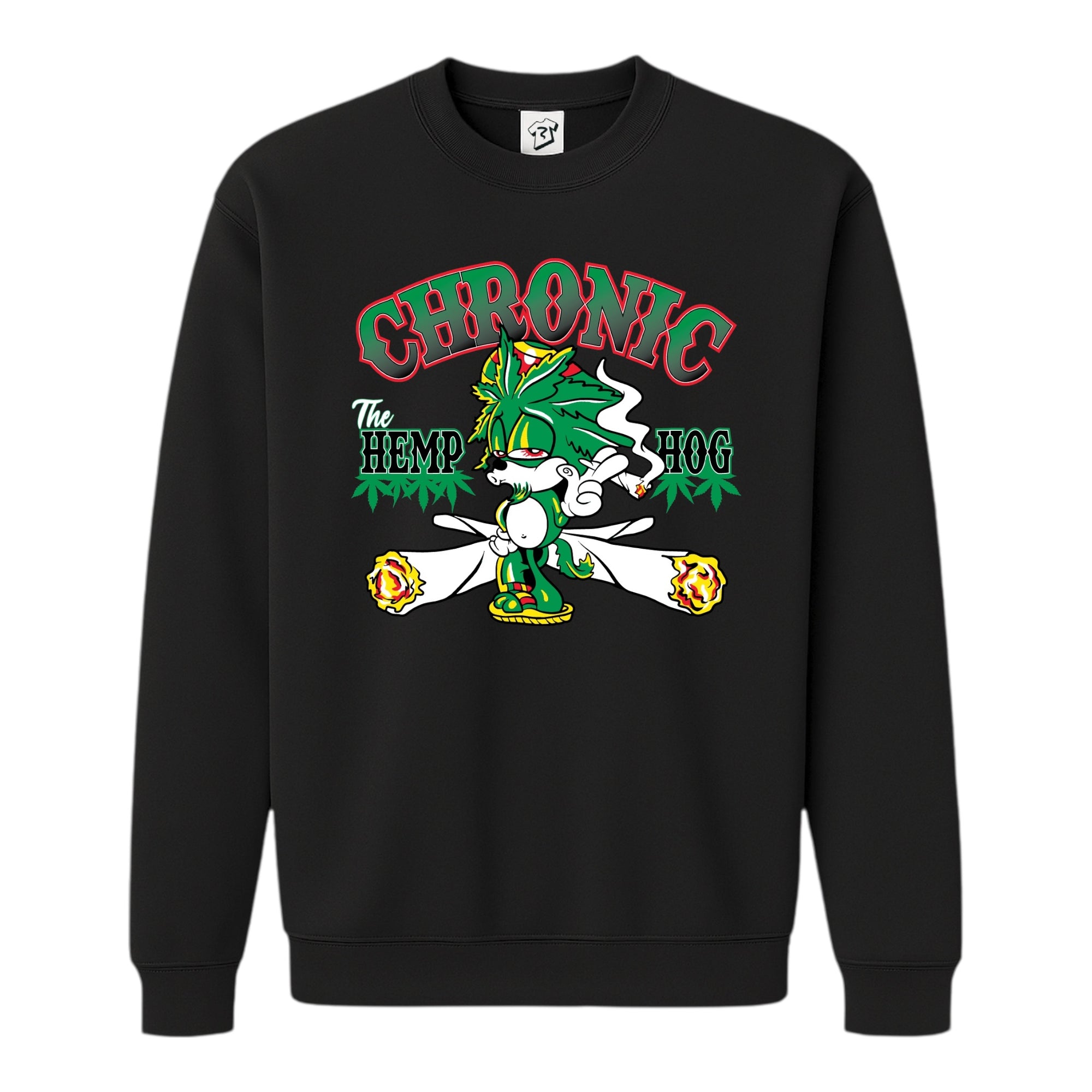 Tees Club crewneck sweatshirt Chronic Hemp Dog - Sweatshirt Black Size S front view
