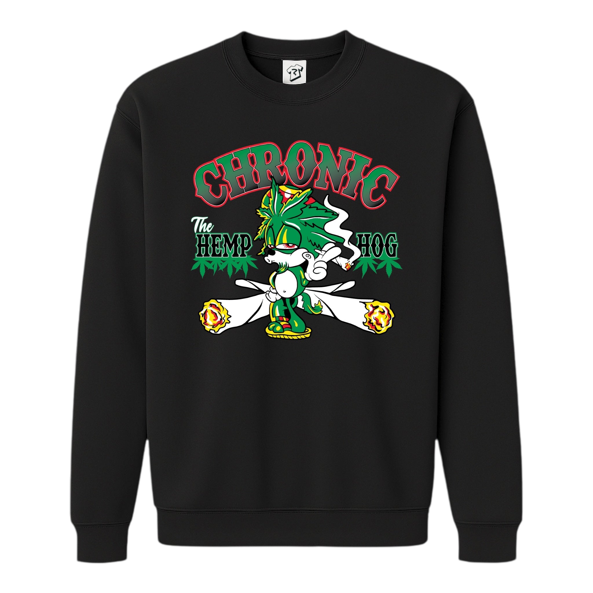 Tees Club crewneck sweatshirt Chronic Hemp Dog - Sweatshirt Black Size S front view