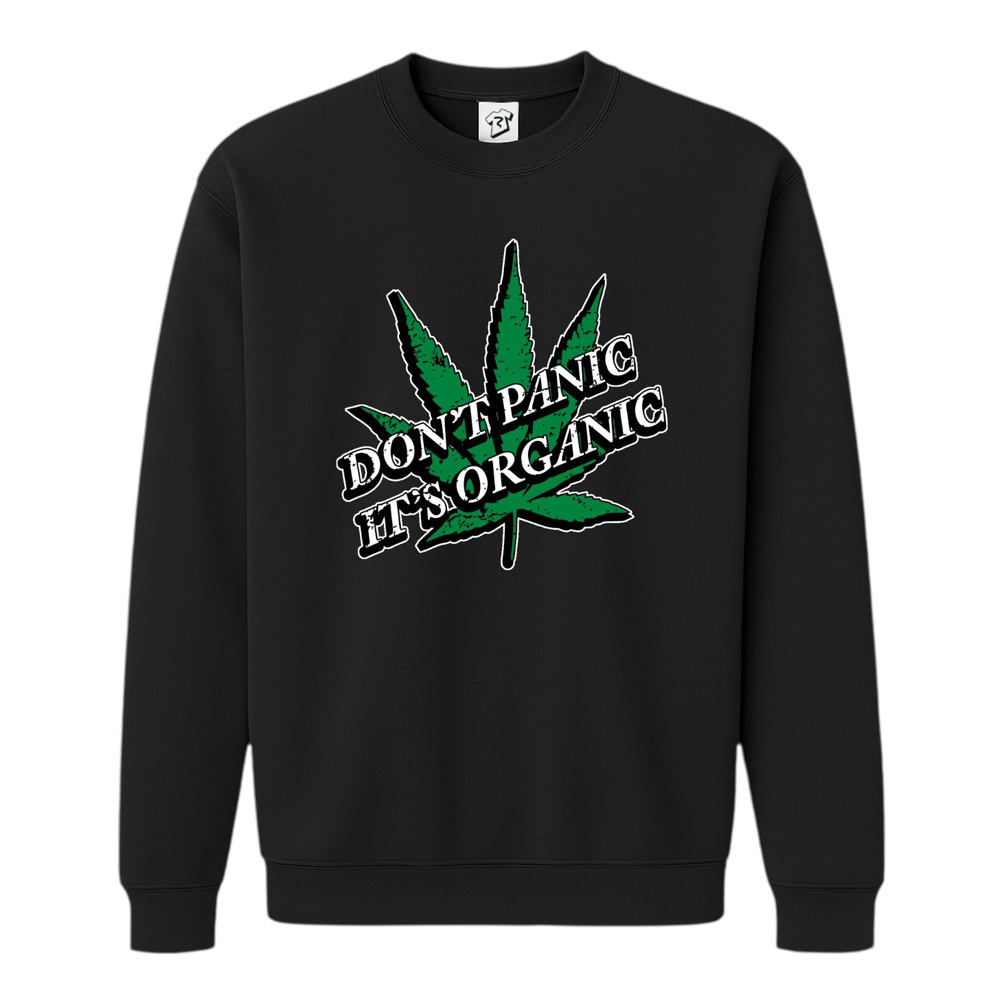 Tees Club crewneck sweatshirt Don't Panic It's Organic - Sweatshirt Black Size S front view