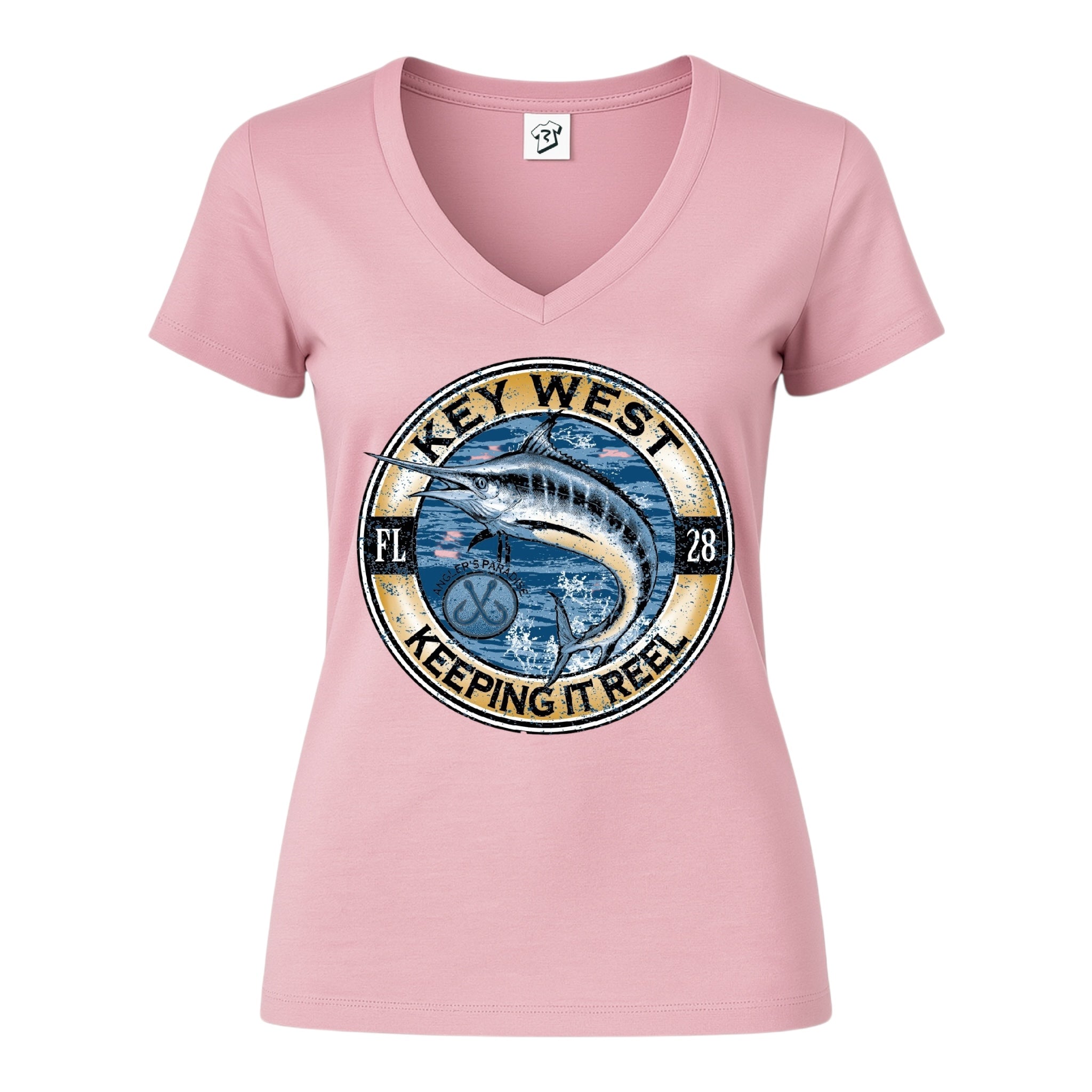 Tees Club v-neck t-shirt Marlin Fish KW - V-Neck Tee Black Size S detail