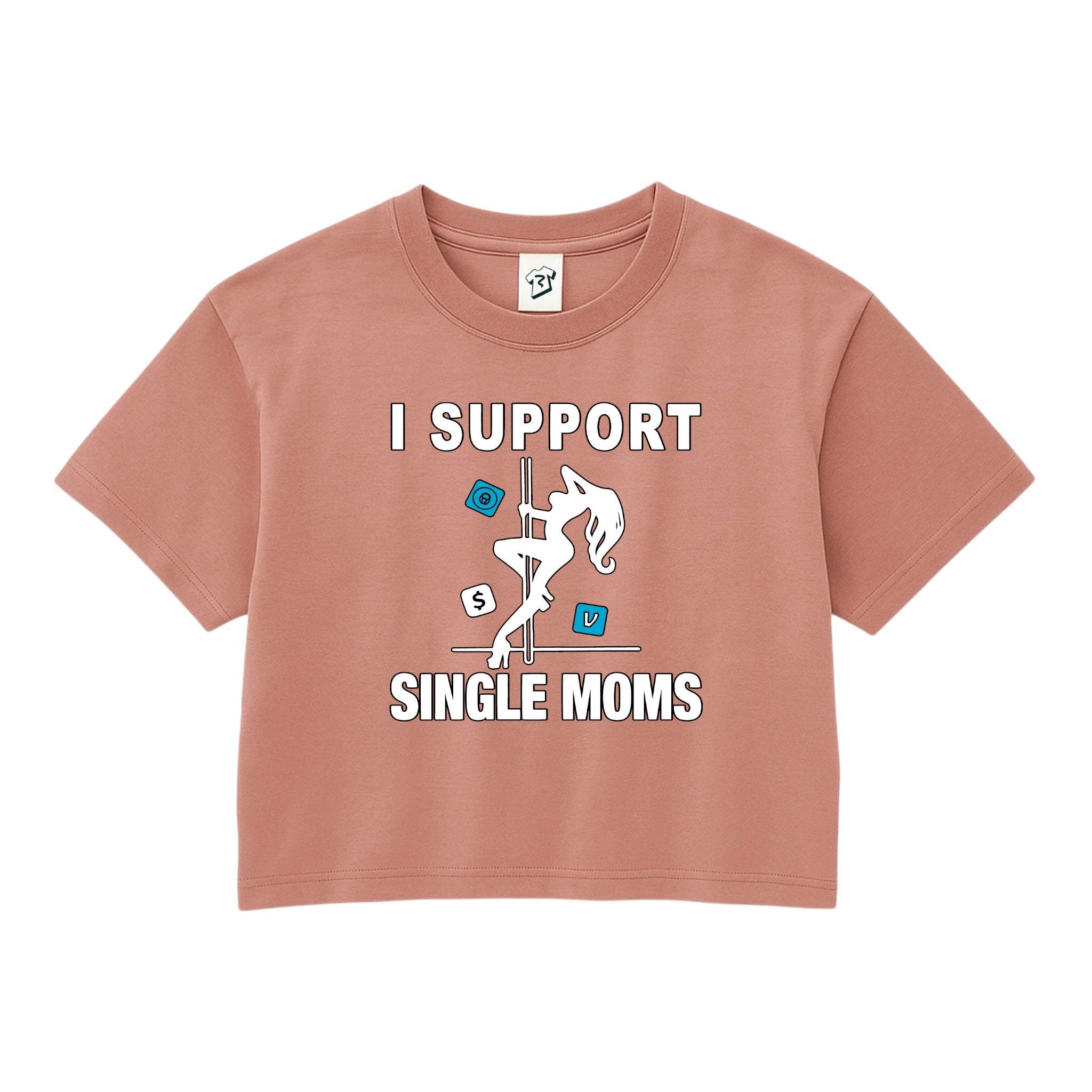 Tees Club crop top I Support Single Moms - Crop Top Black Size S detail