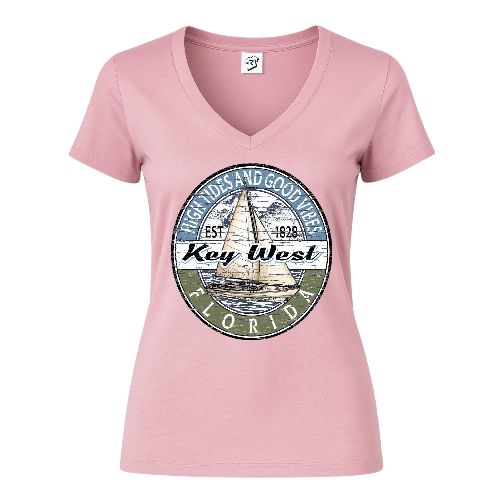 Tees Club v-neck t-shirt Sail Boat KW - V-Neck Tee Black Size S detail